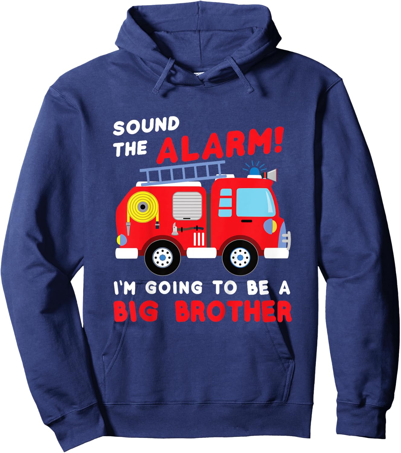 Kids Im going to be a big brother Shirt Firetruck baby reveal Hoodie - Hoodie | Navy