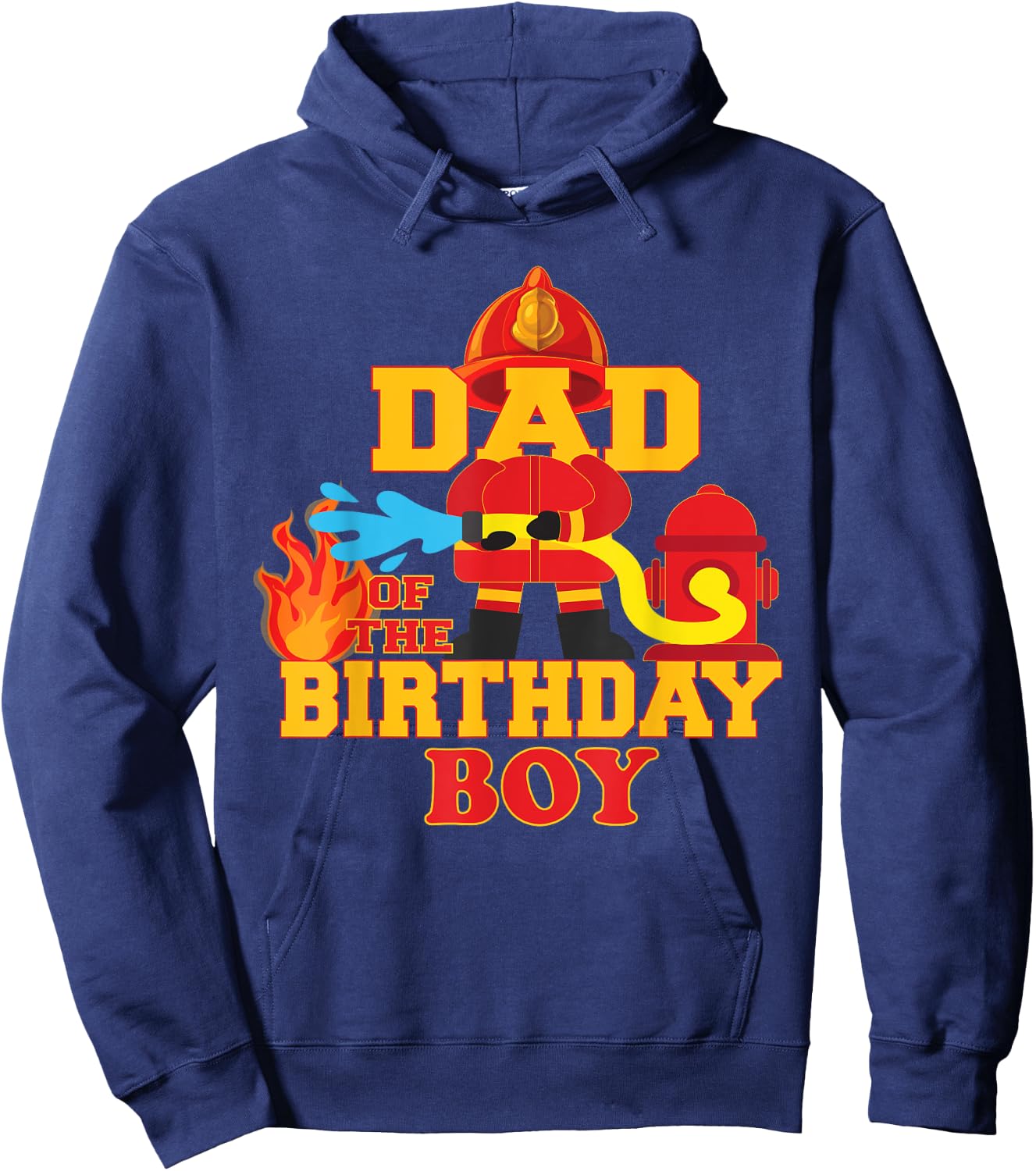 Dad Of The Birthday Boy Firetruck Firefighter Party Hoodie - Hoodie | Navy