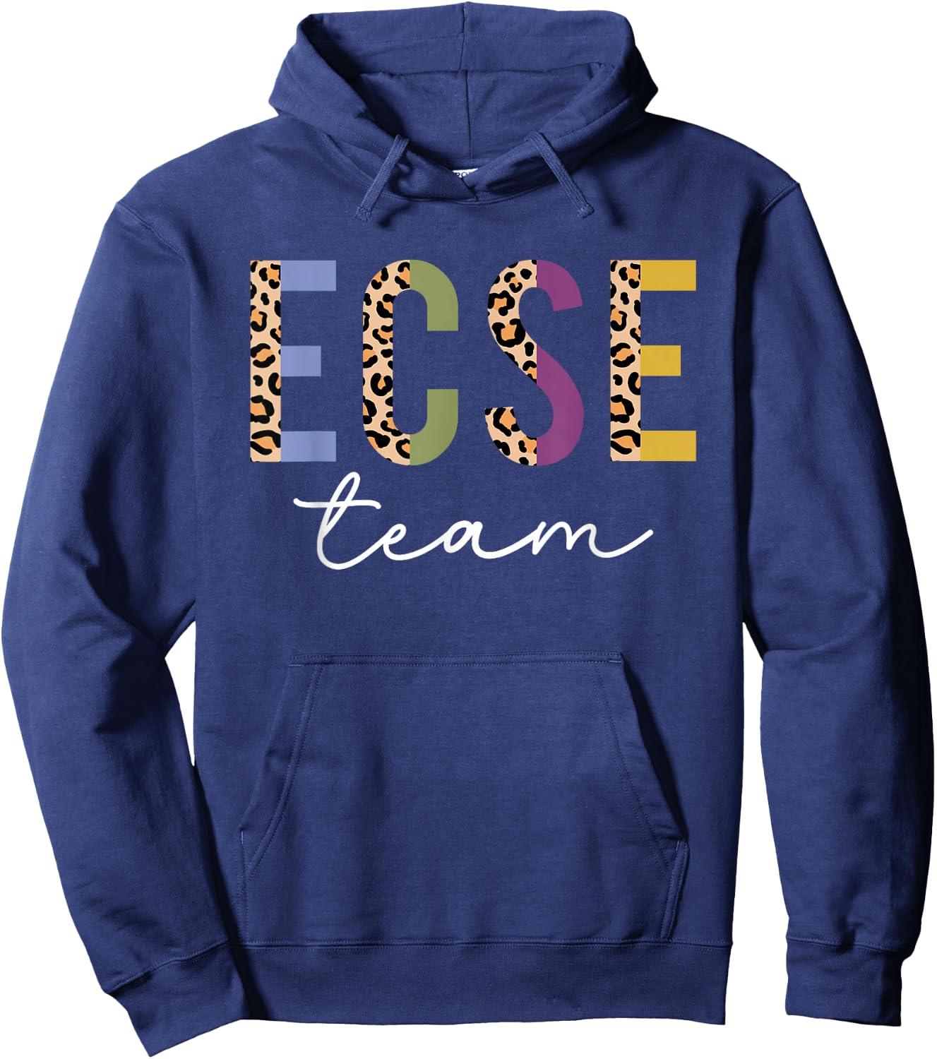 ECSE Team Leopard Back to School Cute Teachers Women Girl Hoodie - Hoodie | Navy