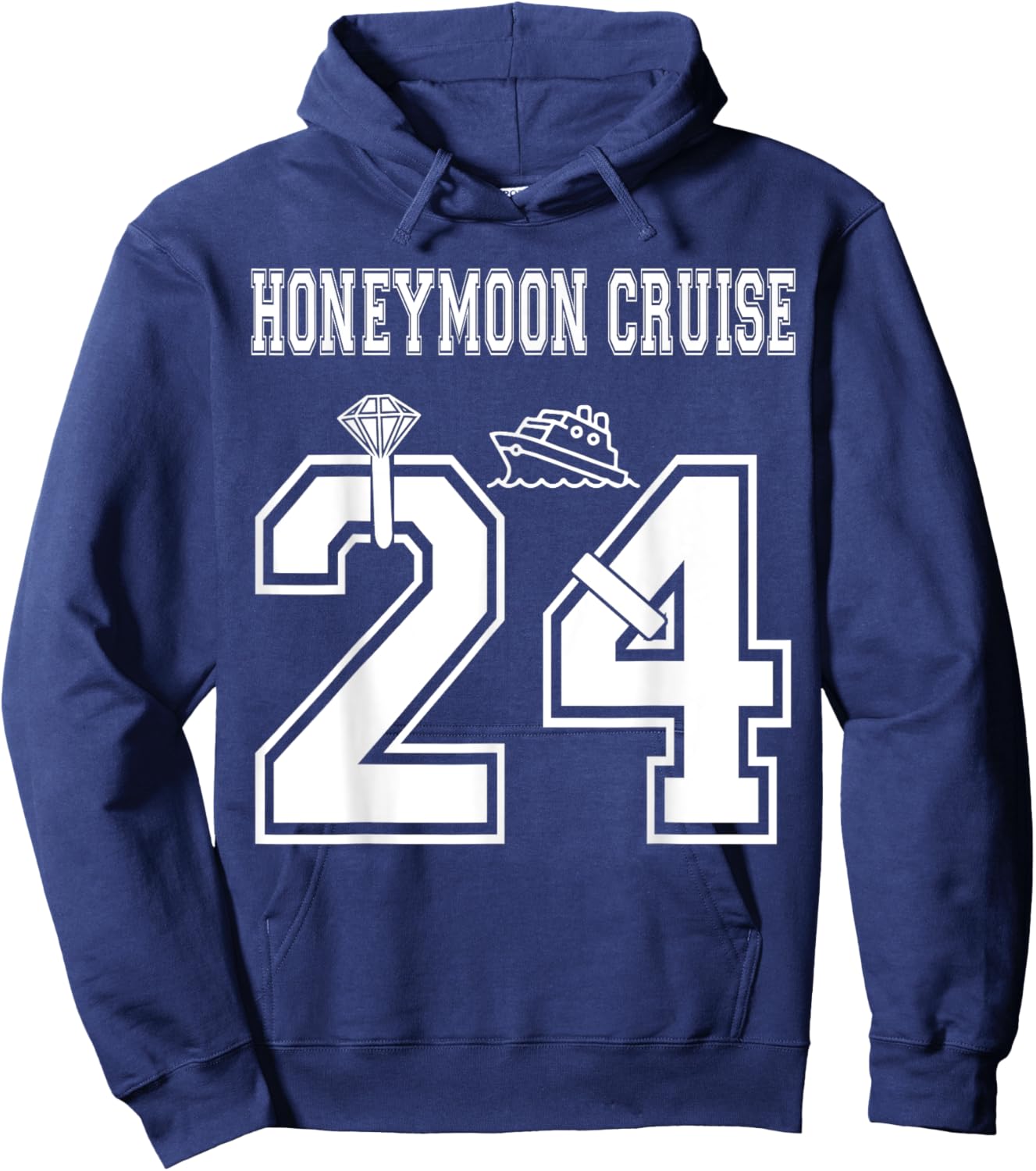 2024 Just Married Honeymoon Cruise Newlyweds Wife Husband Hoodie - Hoodie | Navy
