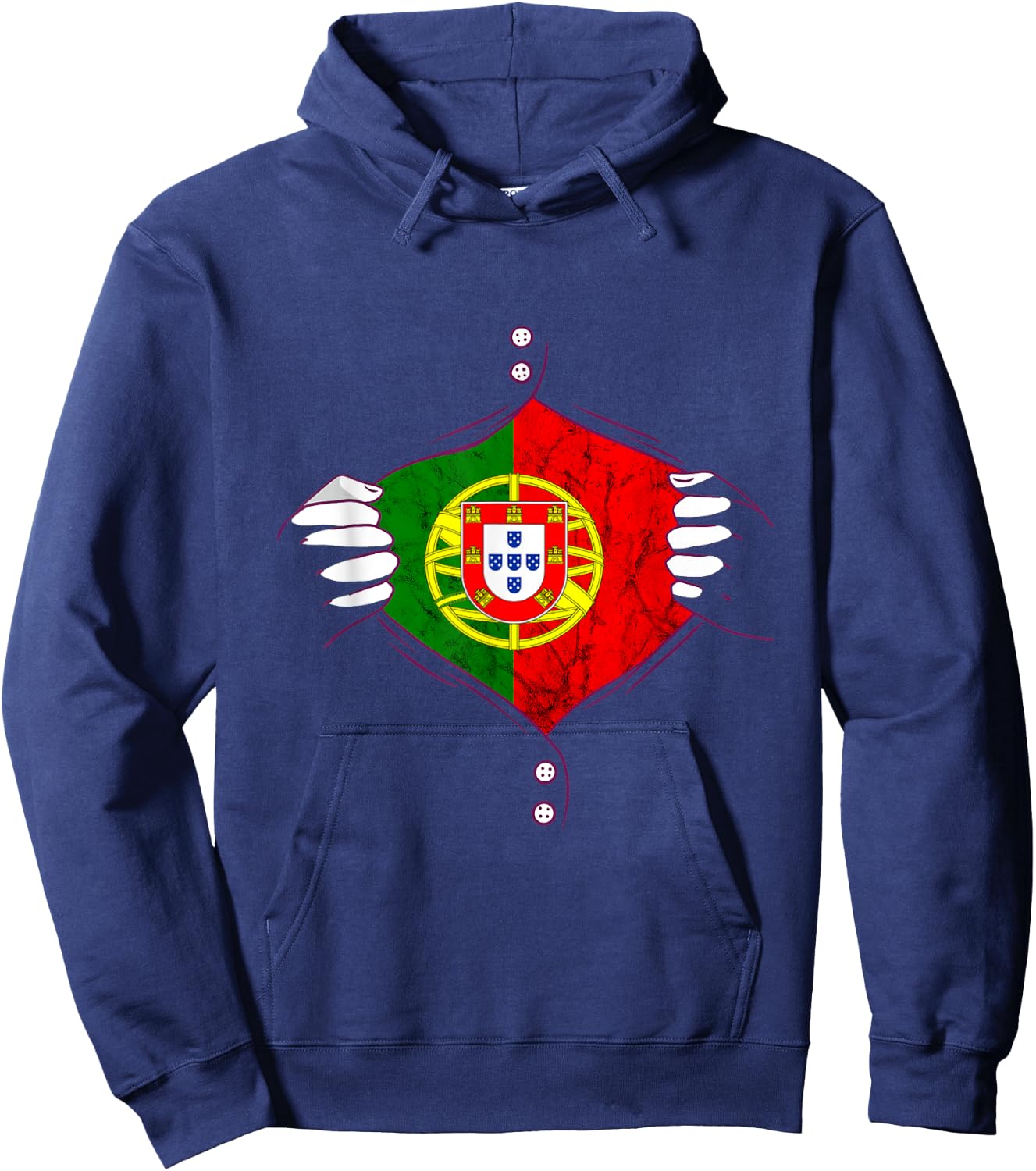 Portugal Flag Chest Portuguese Pride Portuguese Roots Hoodie - Hoodie | Navy