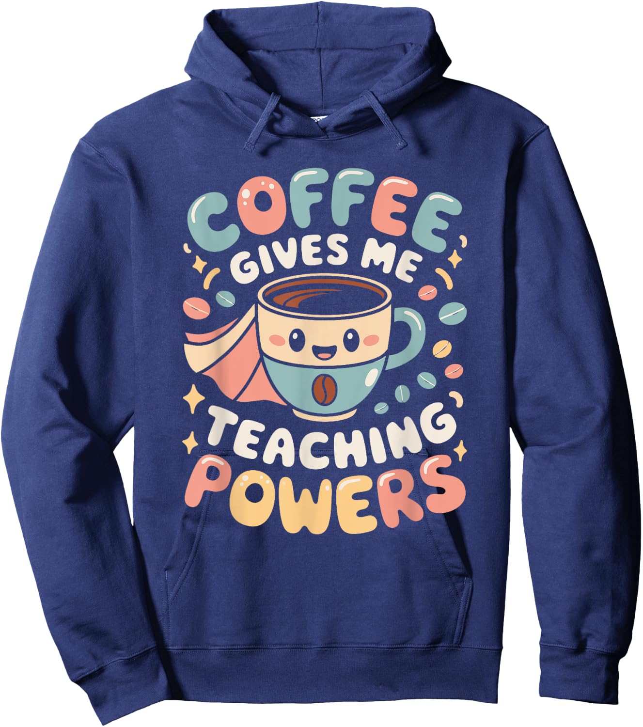 Coffee Gives Me Teaching Powers, Retro Teacher Coffee Hoodie - Hoodie | Navy