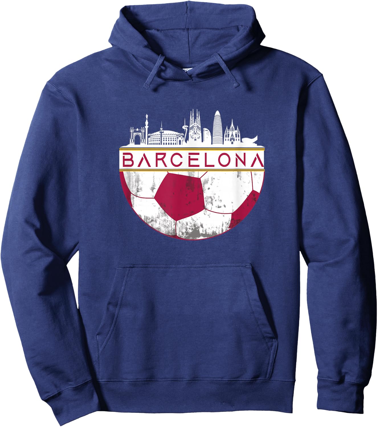 Barcelona City Skyline Soccer Sports Fans Cool Hoodie - Hoodie | Navy