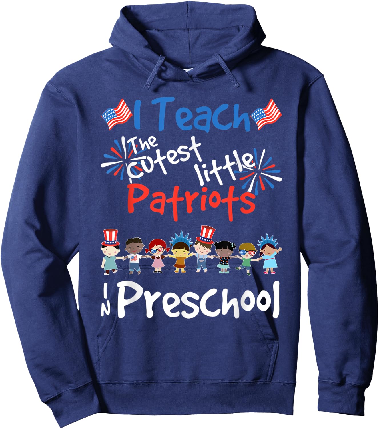 4th Of July Preschool Teacher Shirt For Teachers Patriot Hoodie - Hoodie | Navy