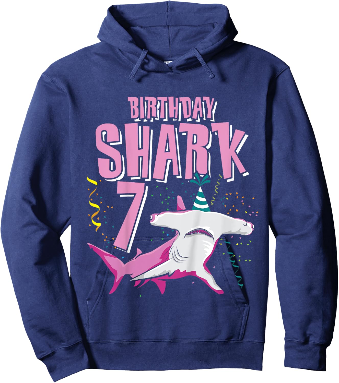 Birthday Shark Shirt 7 Im 7 birthday Shirt Girl Hammerhead Hoodie - Hoodie | Navy