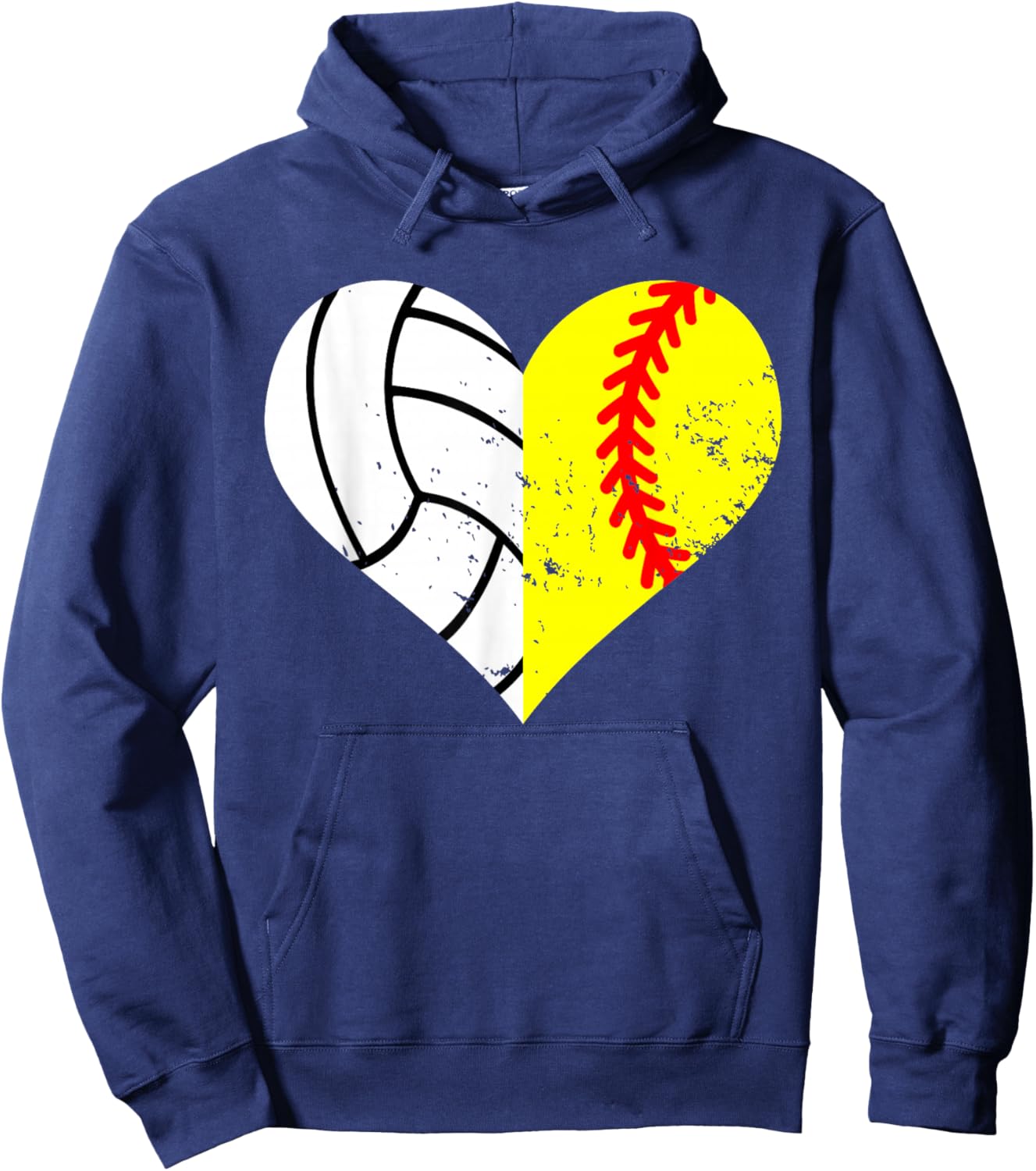 Softball Volleyball Heart Funny Softball Volleyball Mom Hoodie - Hoodie | Navy