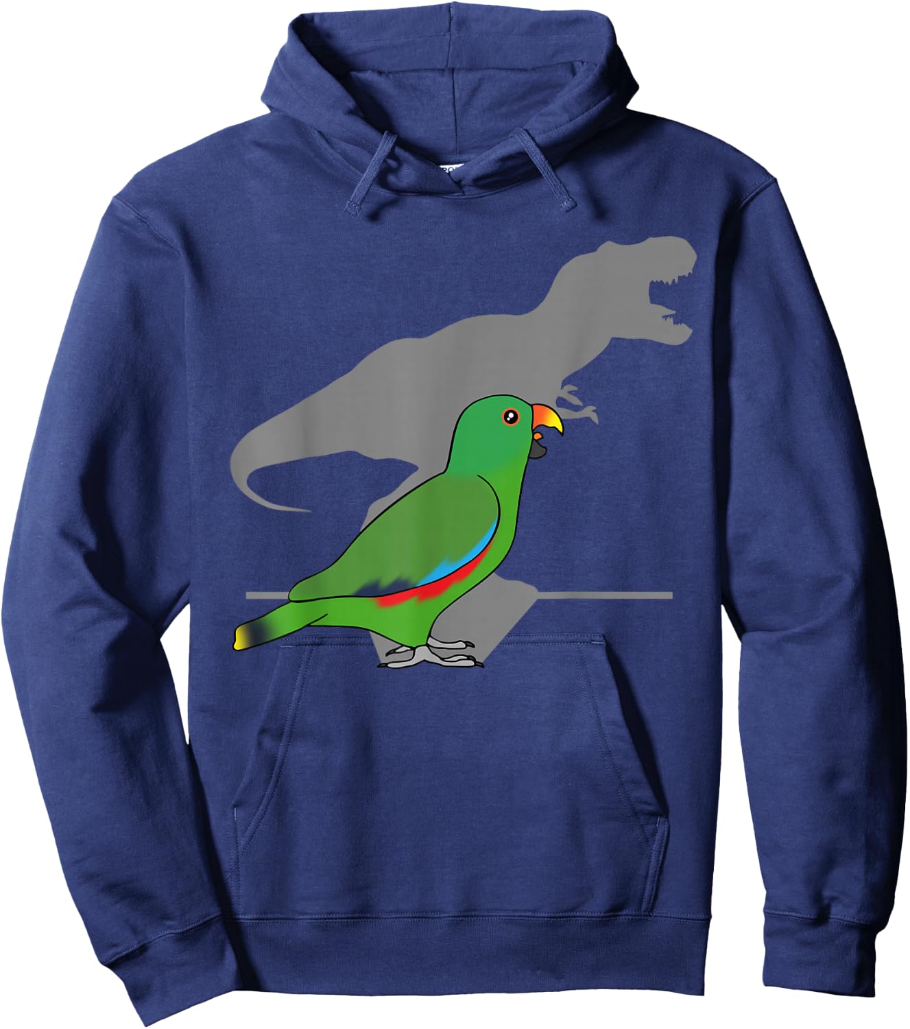 Funny T-rex Male Eclectus, Green dinosaur Parrot, Birb memes Hoodie - Hoodie | Navy