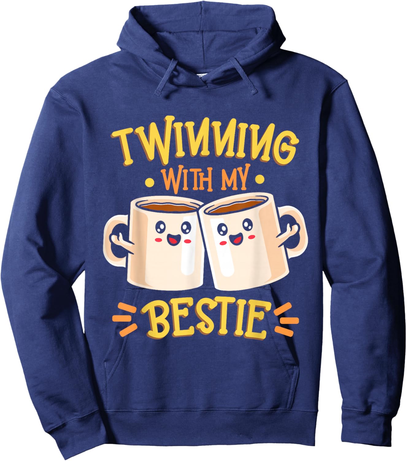 Friends Matching Matching Twin Twinning Bestie Coffee Hoodie - Hoodie | Navy