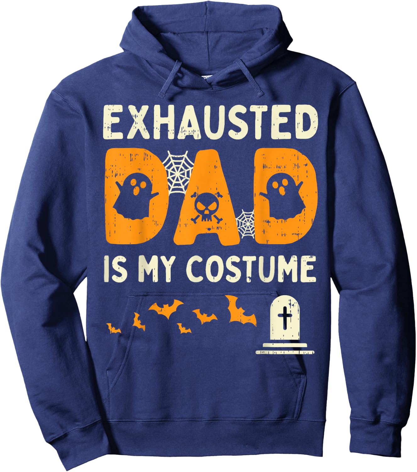 Exhausted Dad Costume Funny Matching Halloween Men Gift Hoodie - Hoodie | Navy