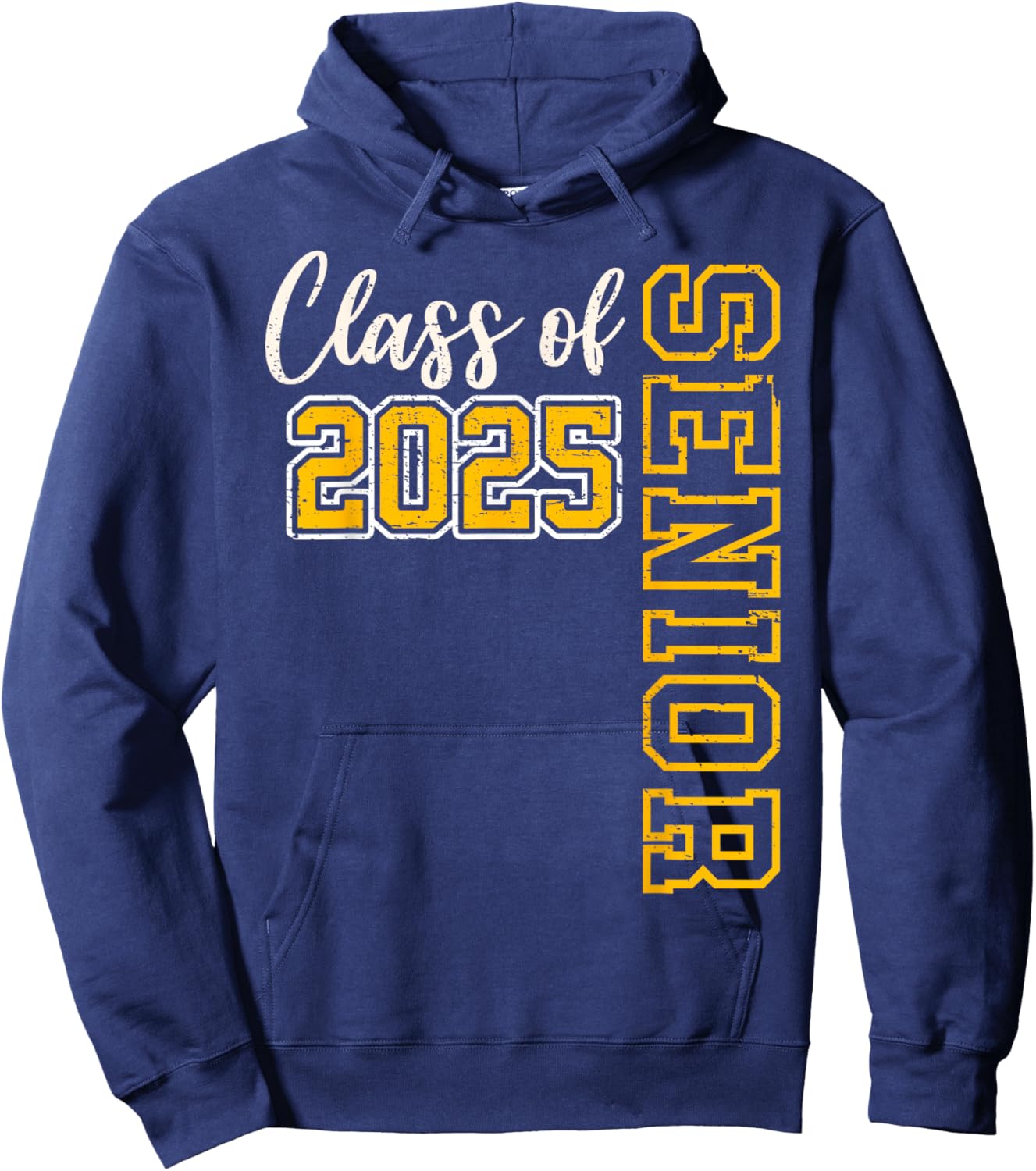 Class of 2025 Senior 25 High School Graduation Black Gold Hoodie - Hoodie | Navy