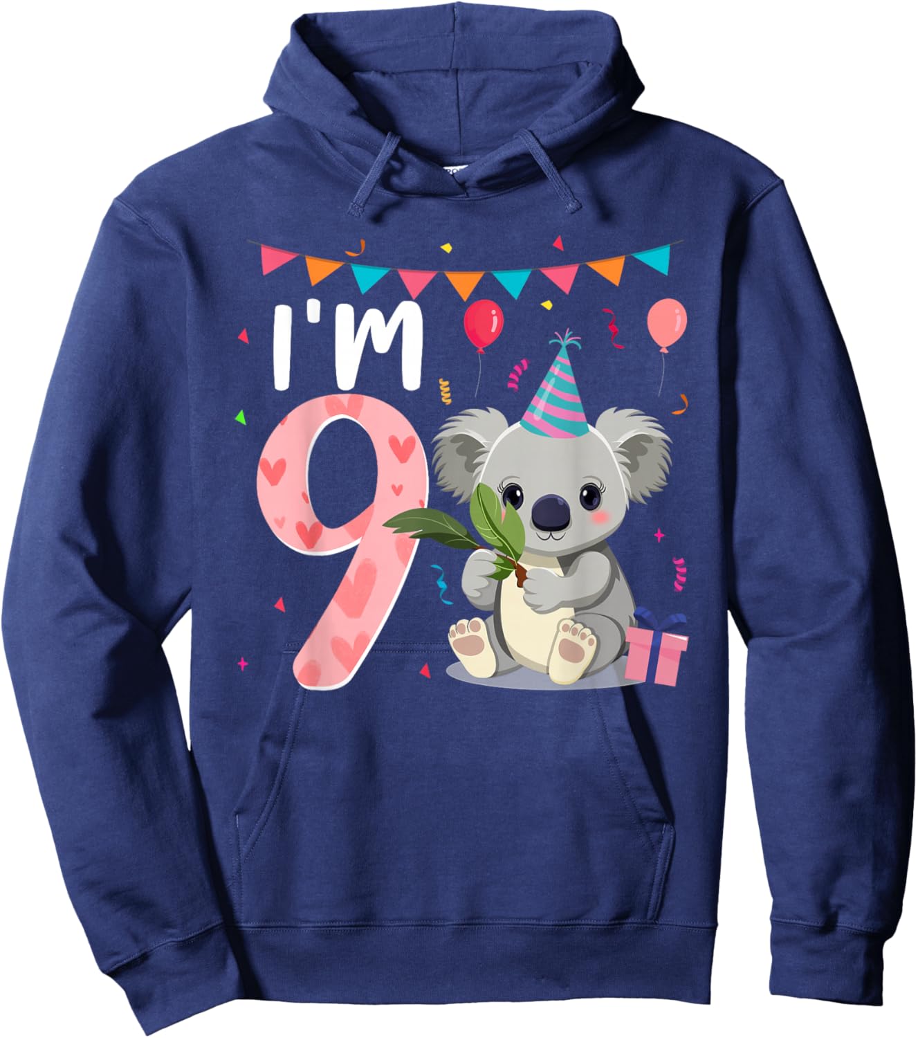 9th Birthday Girl Koala Bear 9 Year Old Hoodie - Hoodie | Navy