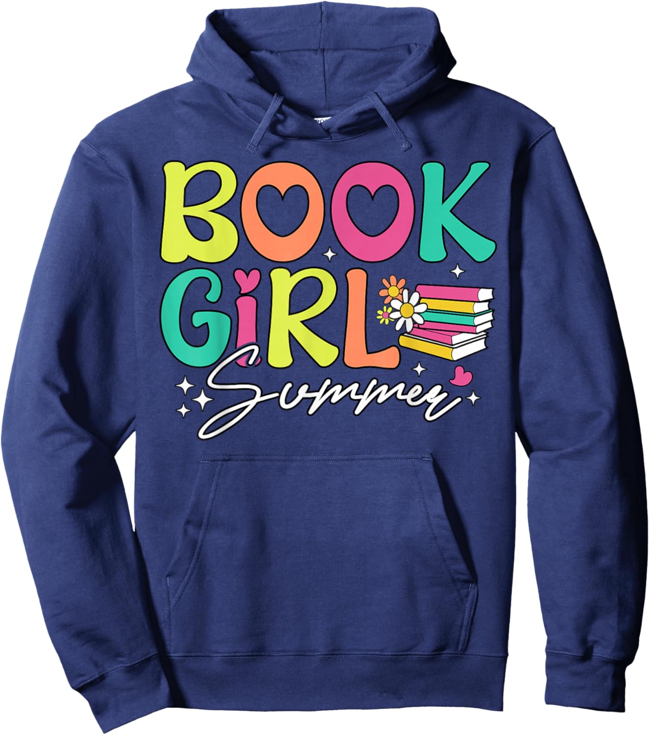 Groovy Book Girl Summer Books Reading Bookish Beach Women Hoodie - Hoodie | Navy