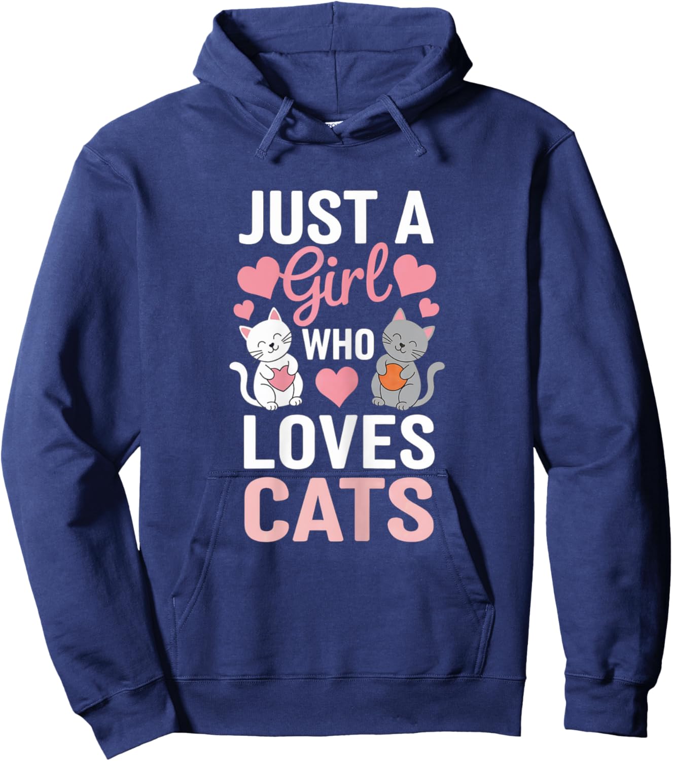 Kitten Just a girl who loves Cats Shirt Cute Cat Lover Heart Hoodie - Hoodie | Navy