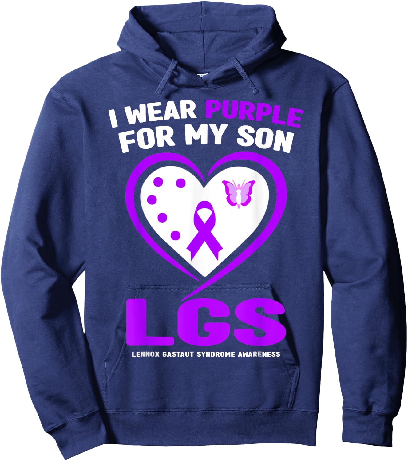 I Wear Purple For My Son Lennox Gastaut Syndrome Awareness Hoodie - Hoodie | Navy