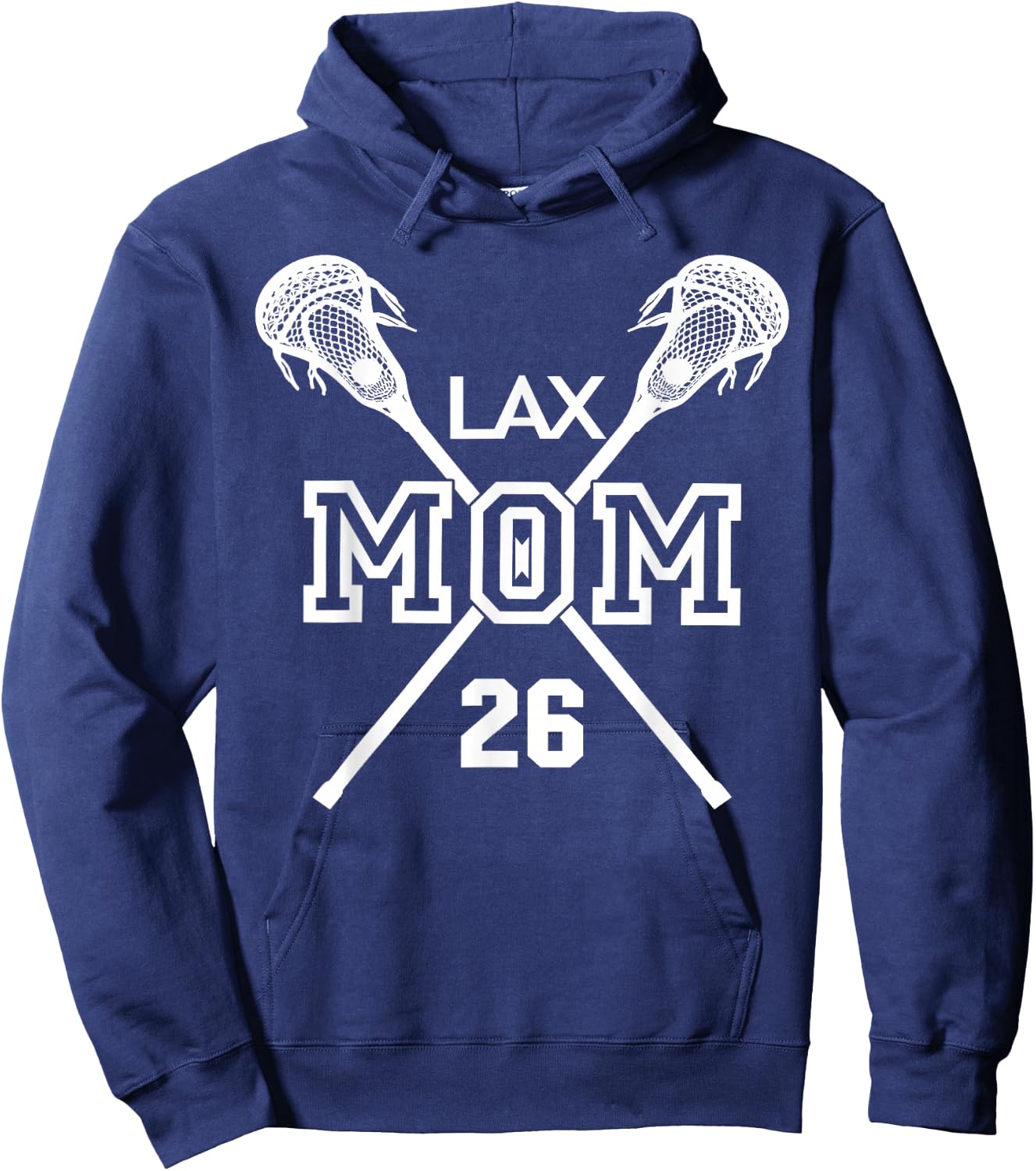 Proud Love Lacrosse Mom #26 LAX Player Number 26 Mothers Day Hoodie - Hoodie | Navy