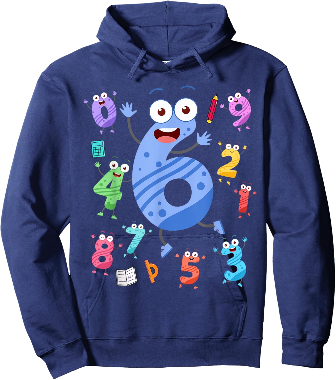 Maths Day Number Costume With Number 6 Idea For Kids Number Hoodie - Hoodie | Navy