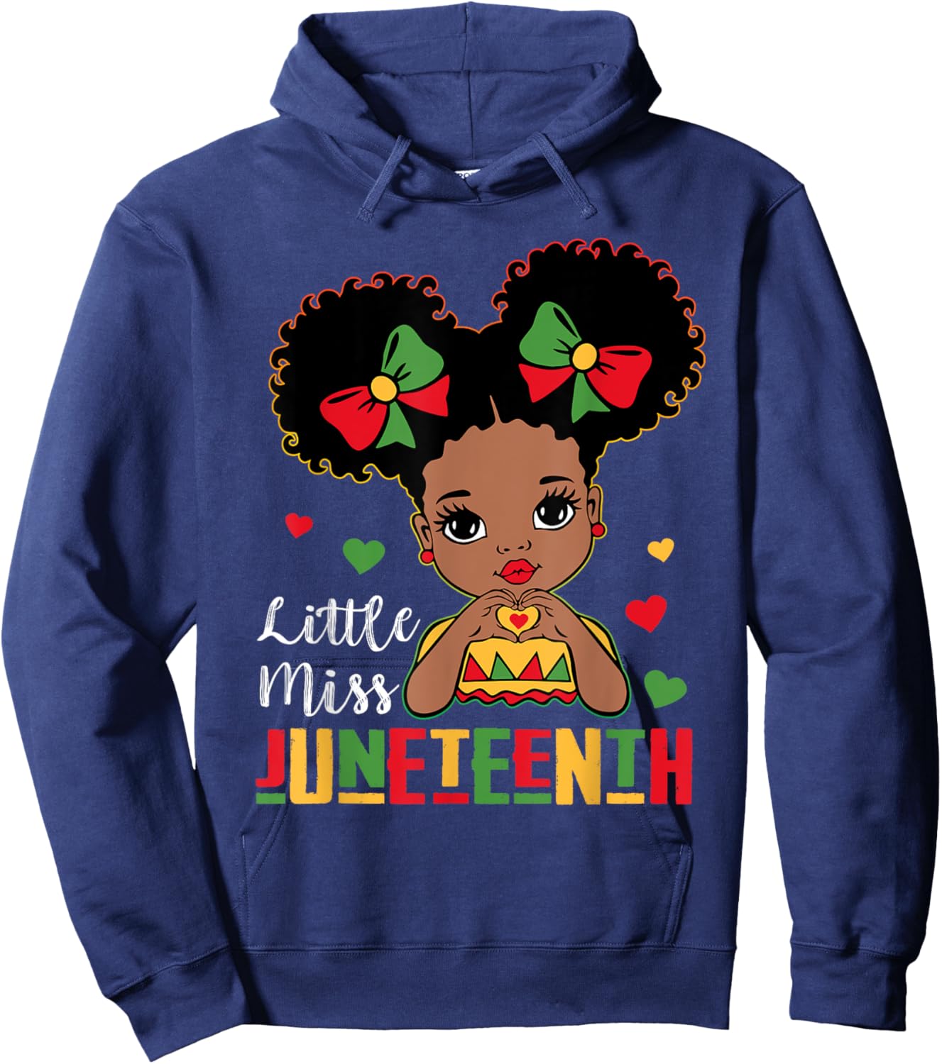 Little Miss Juneteenth Shirt Girl Toddler Black History Kids Hoodie - Hoodie | Navy