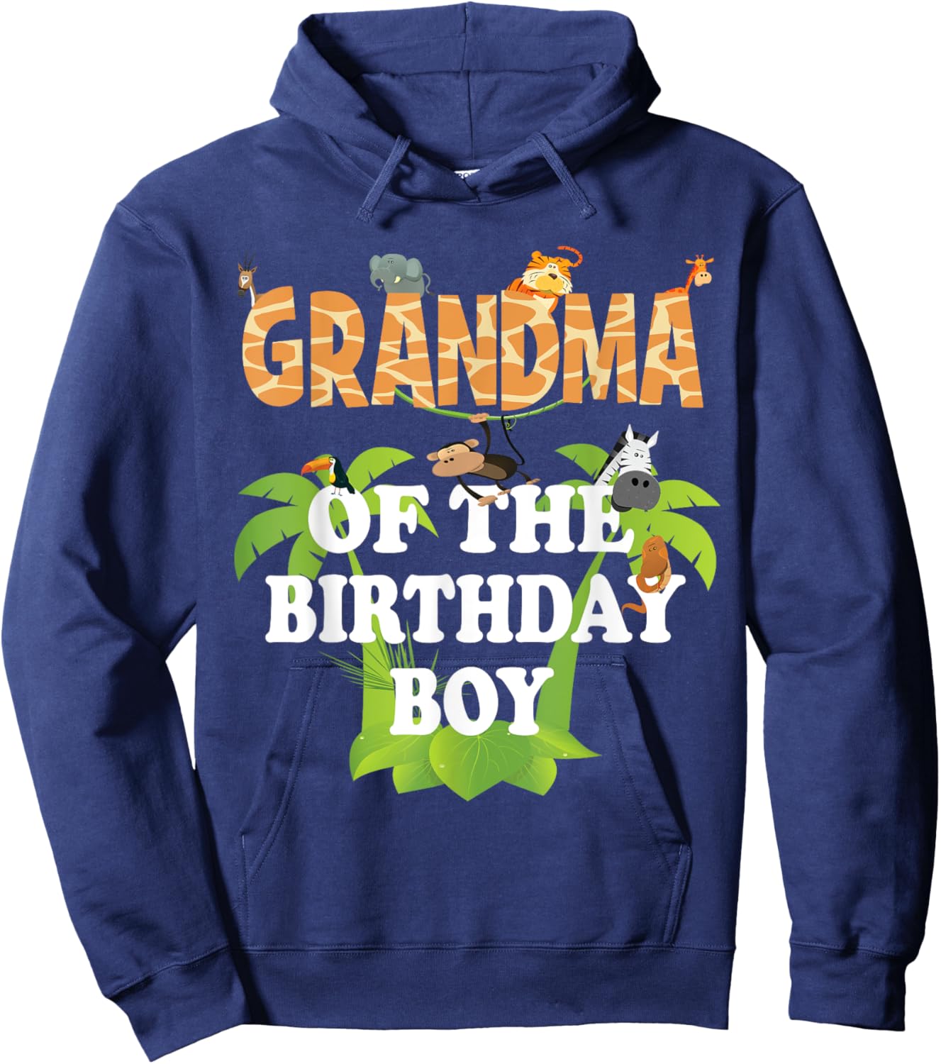 Grandma Of The Birthday Boy Zoo Theme Animal Party Hoodie - Hoodie | Navy