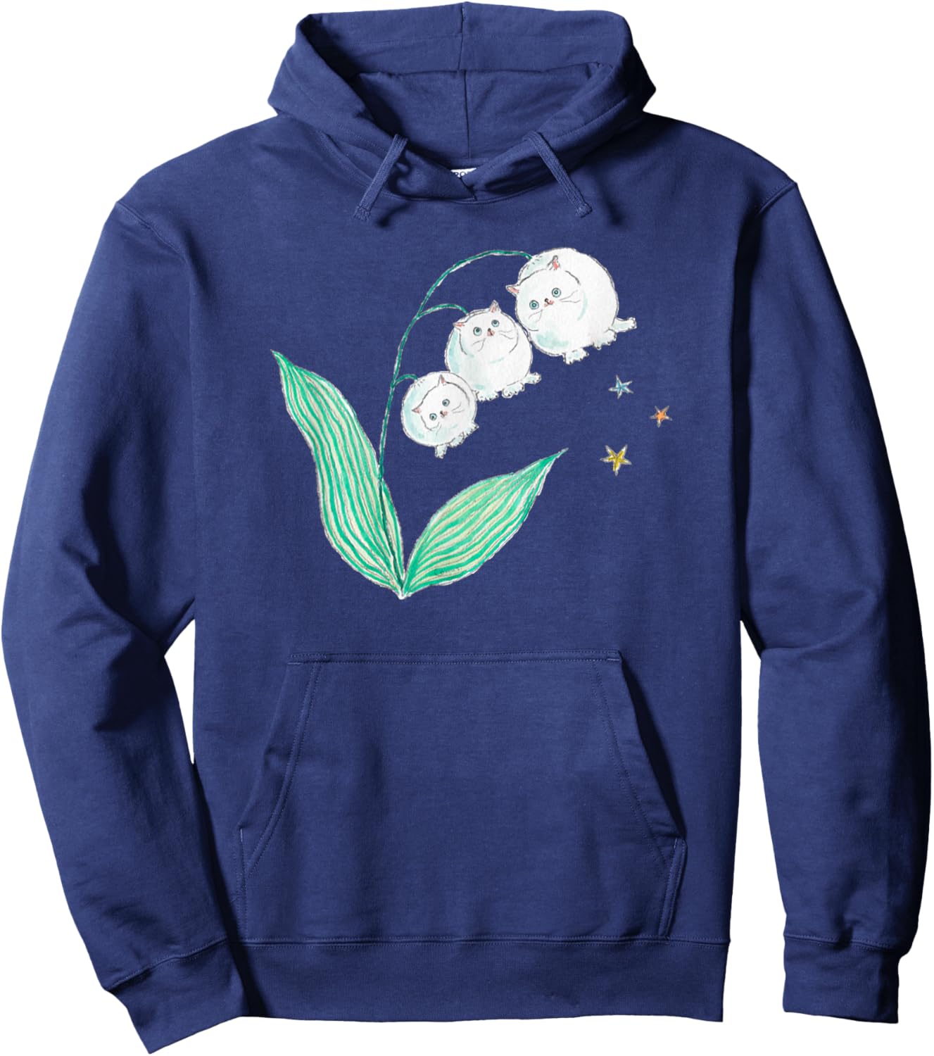 Vintage Cat Lily Of The Valley Flower Funny Pet Lover Hoodie - Hoodie | Navy