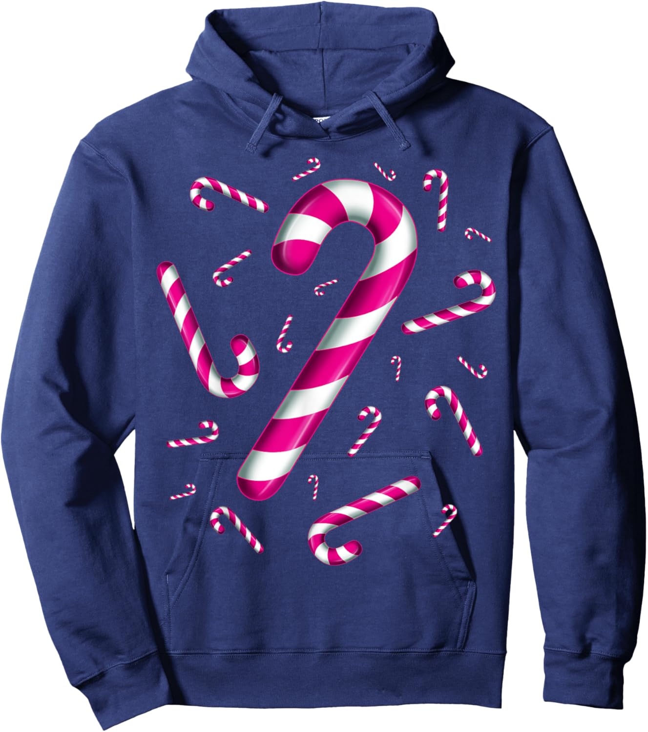 Candy Cane Christmas Crew Santa Pink Kids Girls Hoodie - Hoodie | Navy