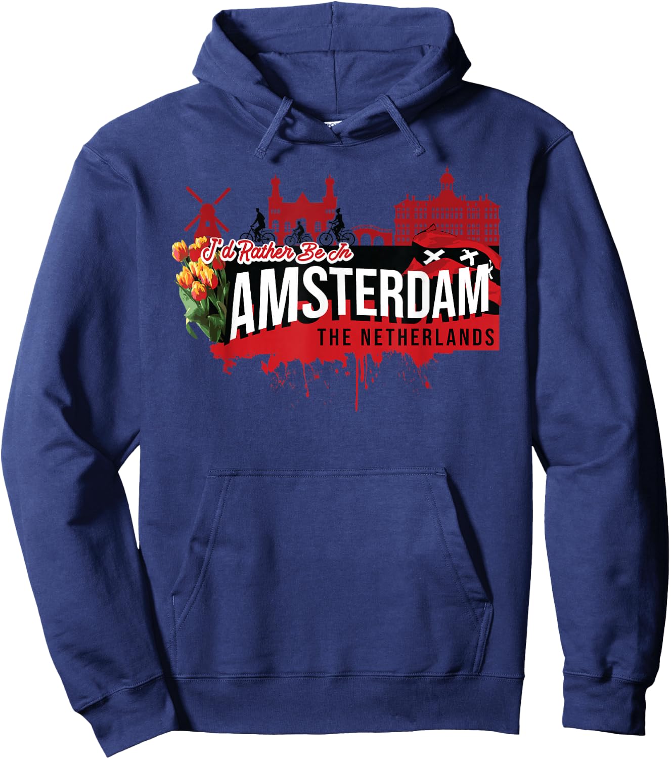 I Would Rather be in Amsterdam, The Netherlands Souvenir Hoodie - Hoodie | Navy
