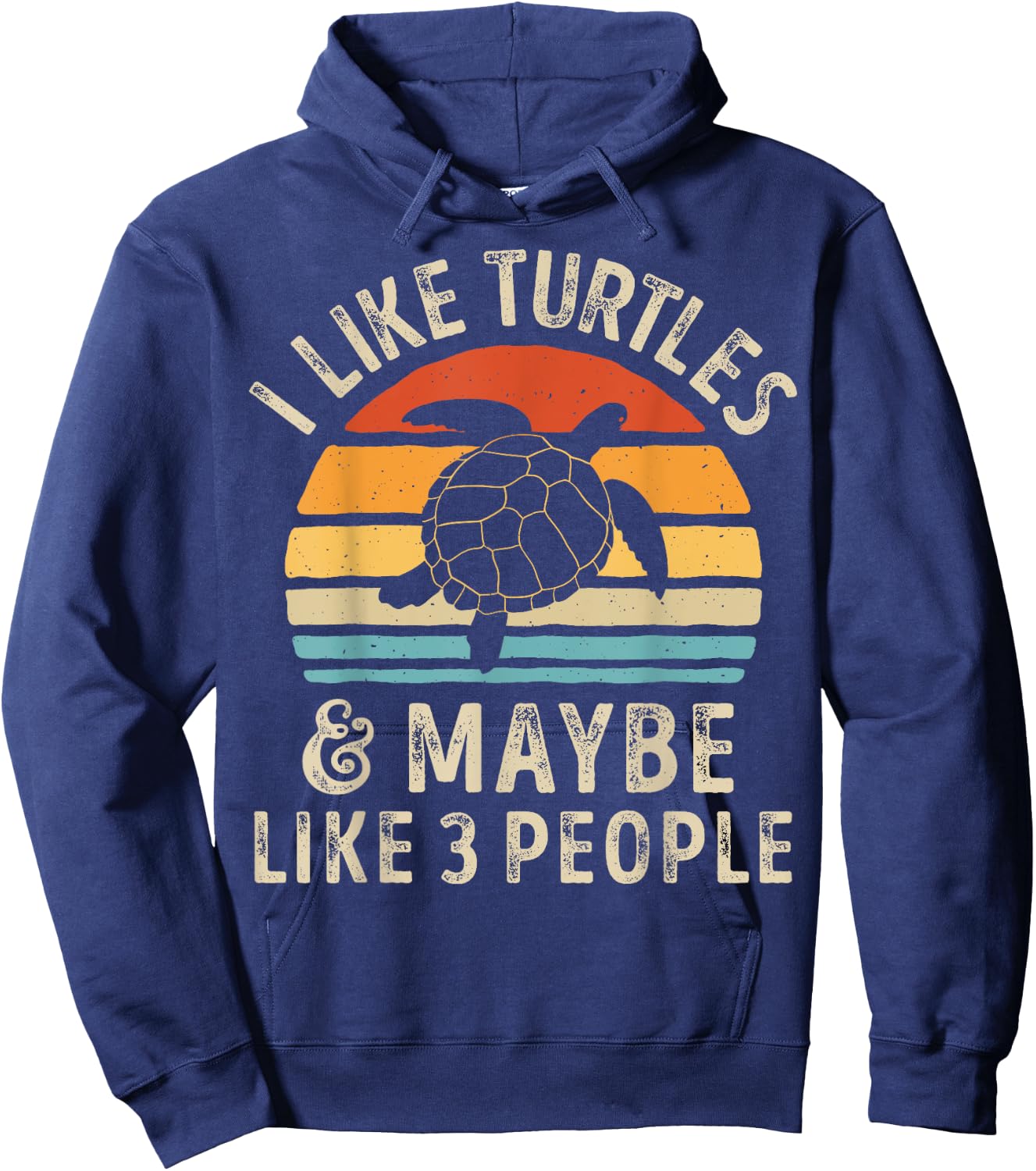 I Like Turtles and Maybe 3 People Turtle Reptile Lover Retro Hoodie - Hoodie | Navy