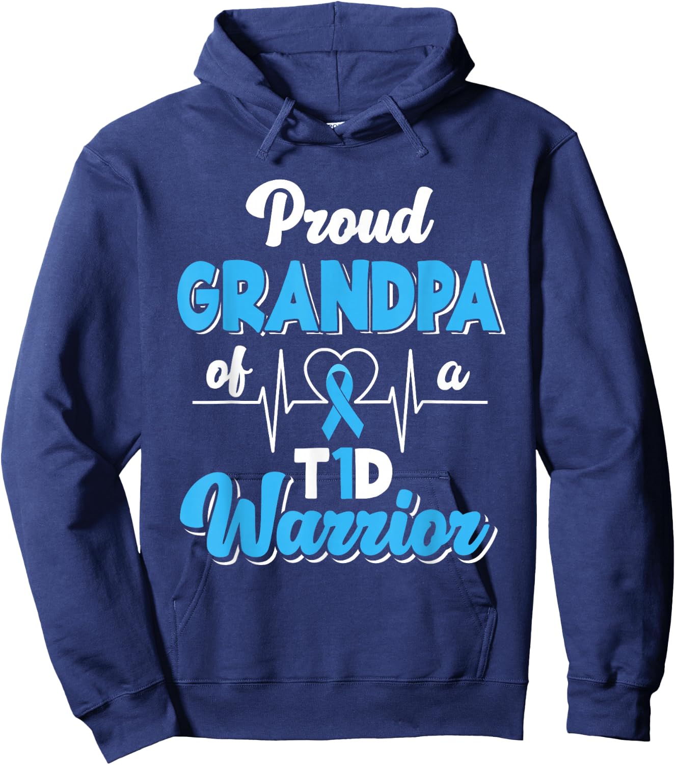 Proud Grandpa Of A T1D Warrior Diabetic Diabetes Awareness Hoodie - Hoodie | Navy