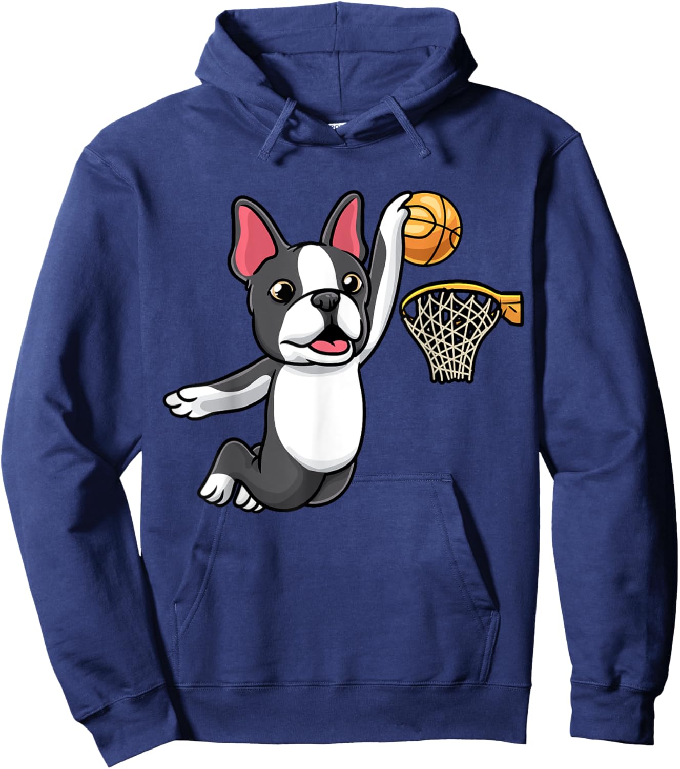 Boston Terrier Dog Playing Basketball Kids Hoodie - Hoodie | Navy