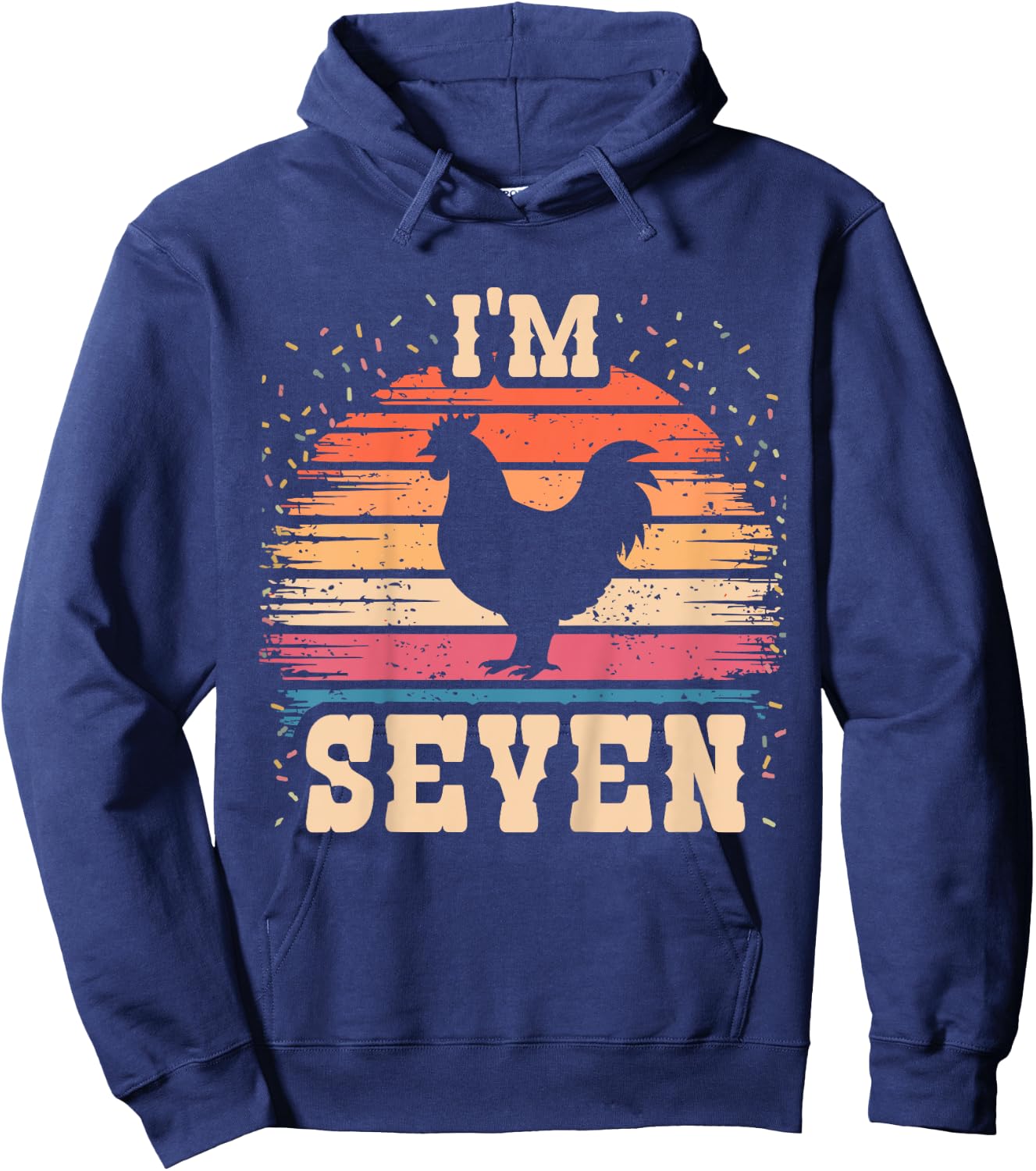 Chicken 7 Year Old Birthday Boy Girl 7th Chicken Birthday Hoodie - Hoodie | Navy