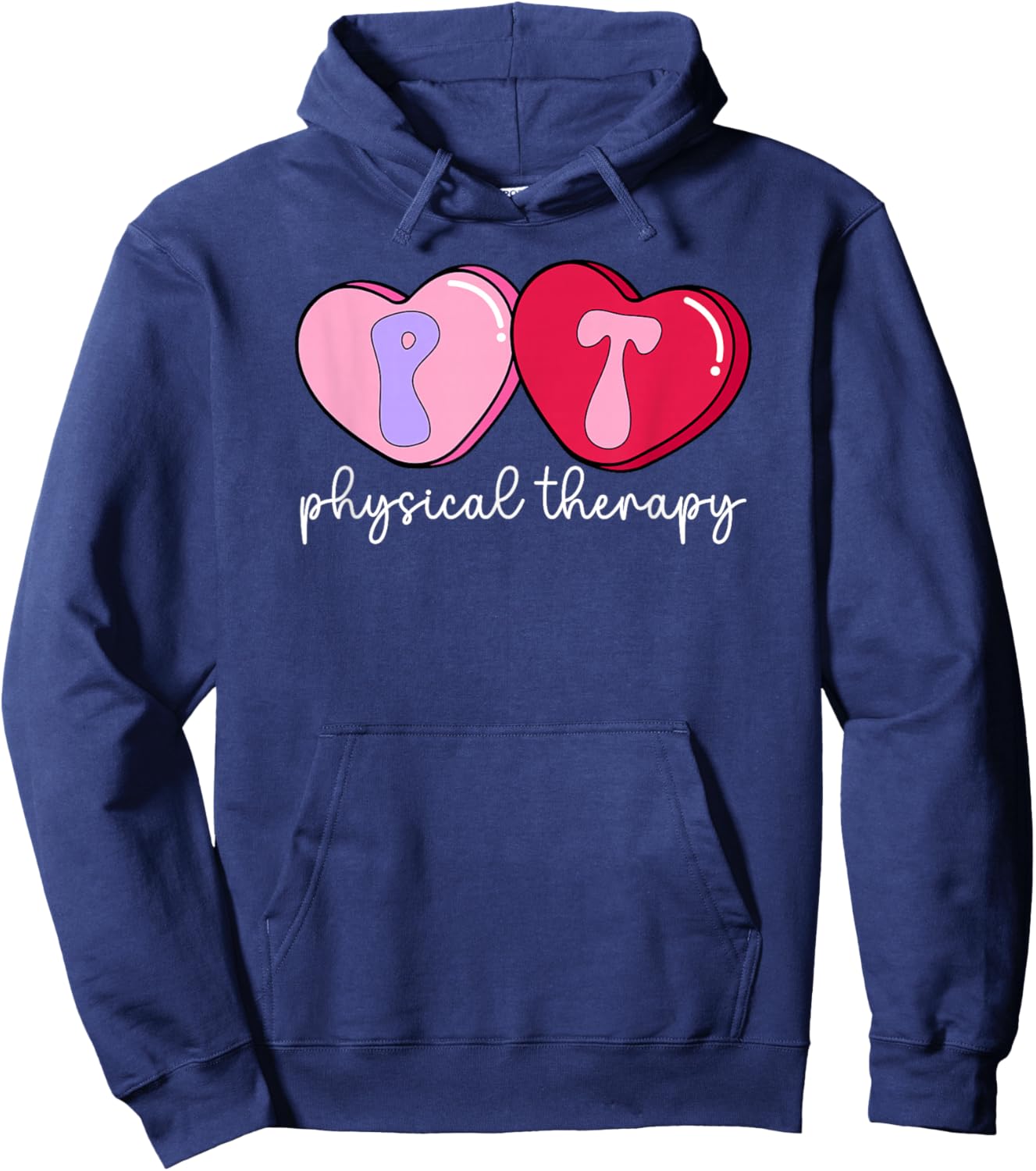 PT Therapist Valentine Physical Therapy Valentines Day Hoodie - Hoodie | Navy