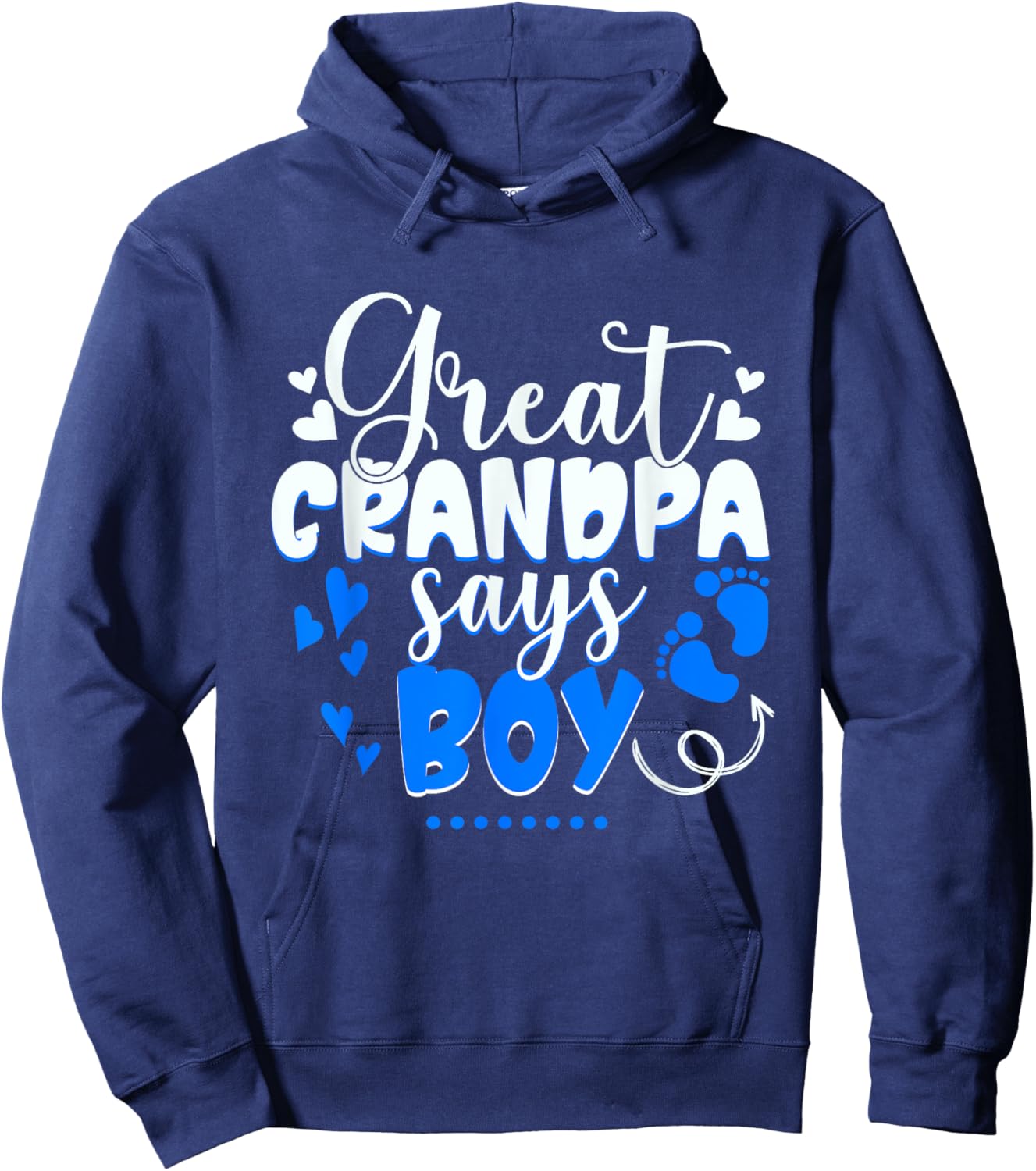 Gender Reveal Great Grandpa Says Boy Matching Family Baby Hoodie - Hoodie | Navy