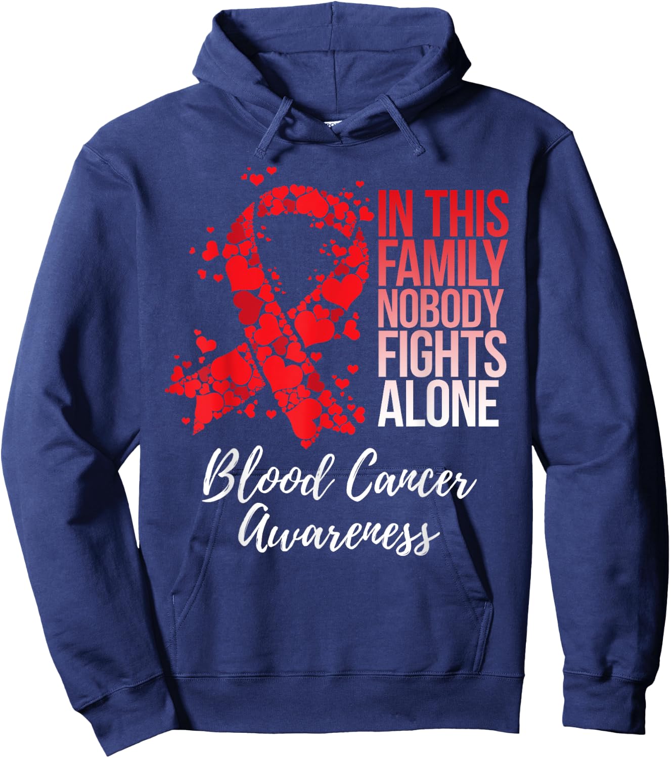 Family Support Blood Cancer Awareness Hoodie - Hoodie | Navy