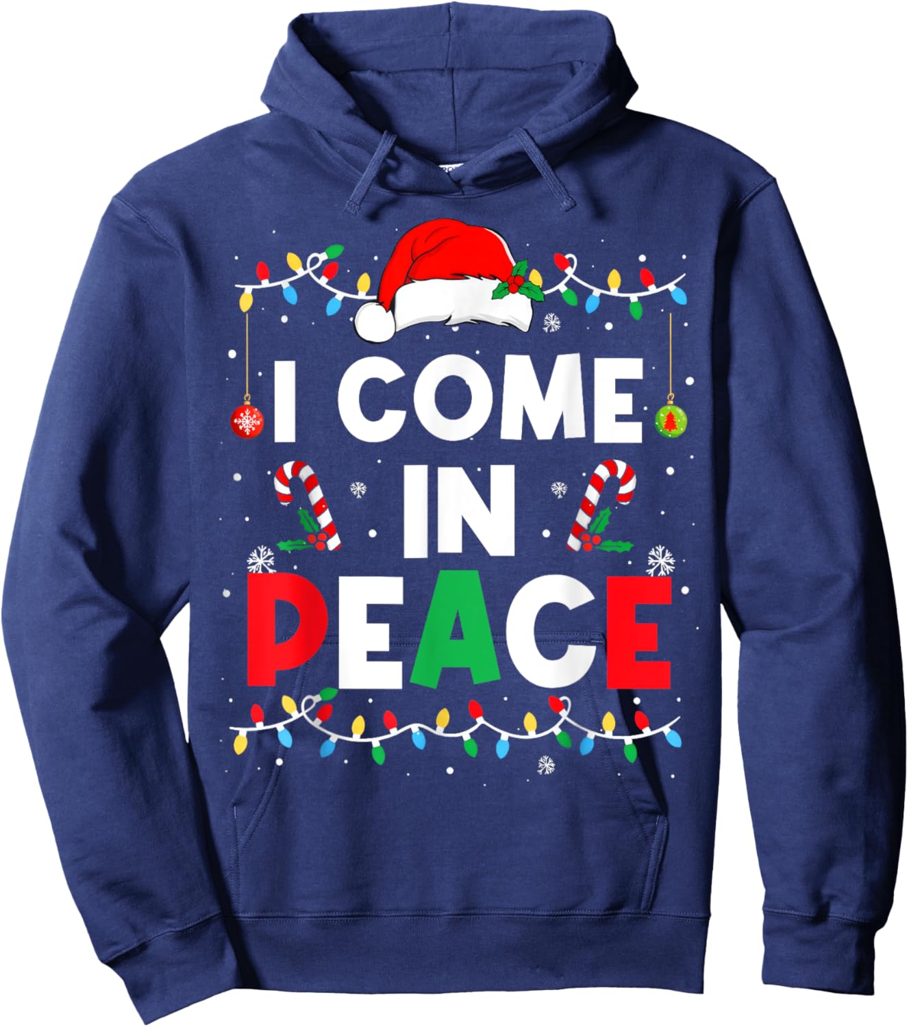 I Come In Peace I'm Peace Funny Matching Couple Christmas Hoodie - Hoodie | Navy