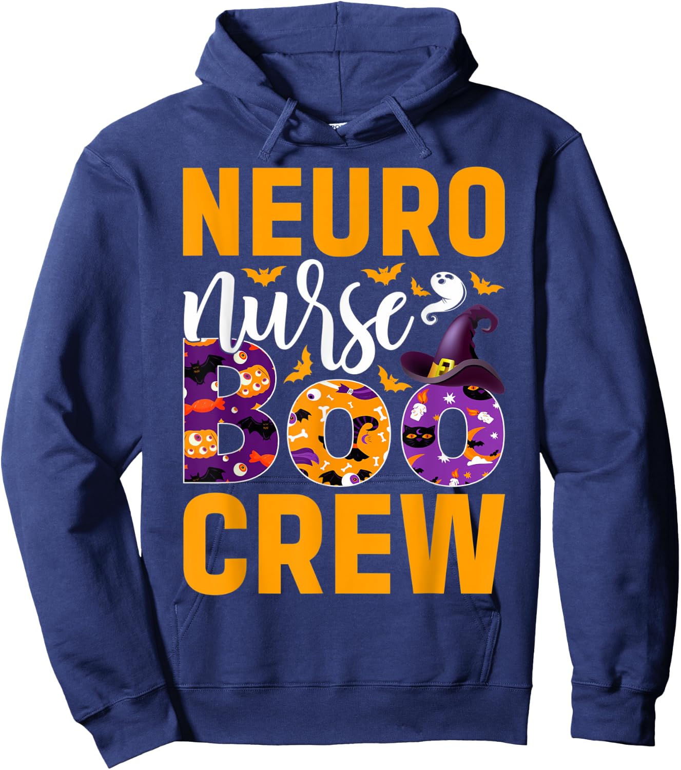 Cute Halloween Neuro Nurse - Boo Crew Nurse Hoodie - Hoodie | Navy