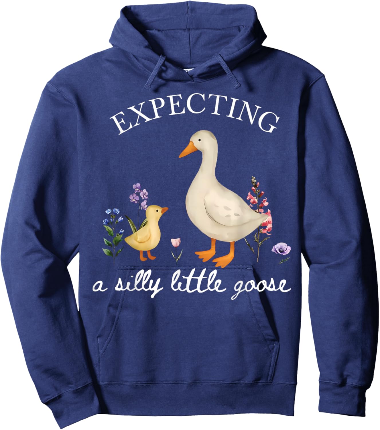 Cute Floral Silly Goose Announcement Expecting Pregnancy Hoodie - Hoodie | Navy