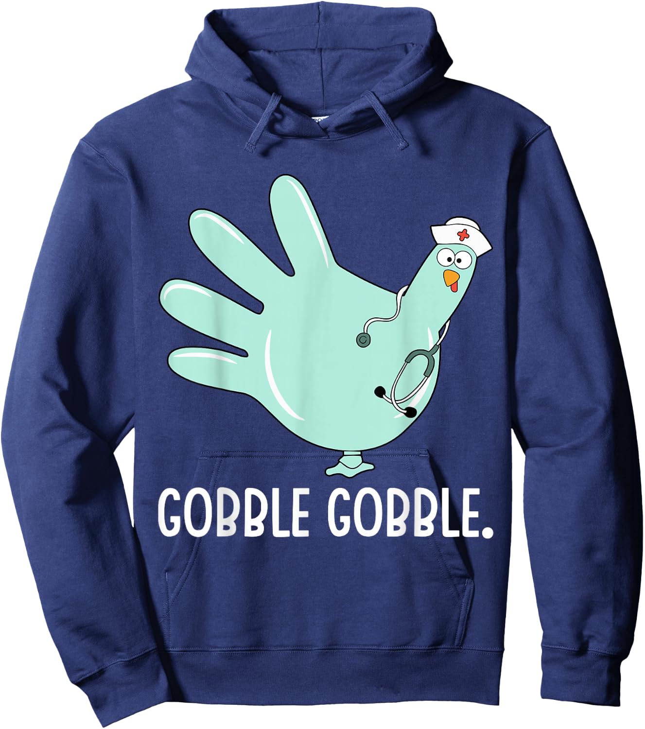 Turkey Scrubs Rubber Gloves Nurse Fall Nursing Thanksgiving Hoodie - Hoodie | Navy