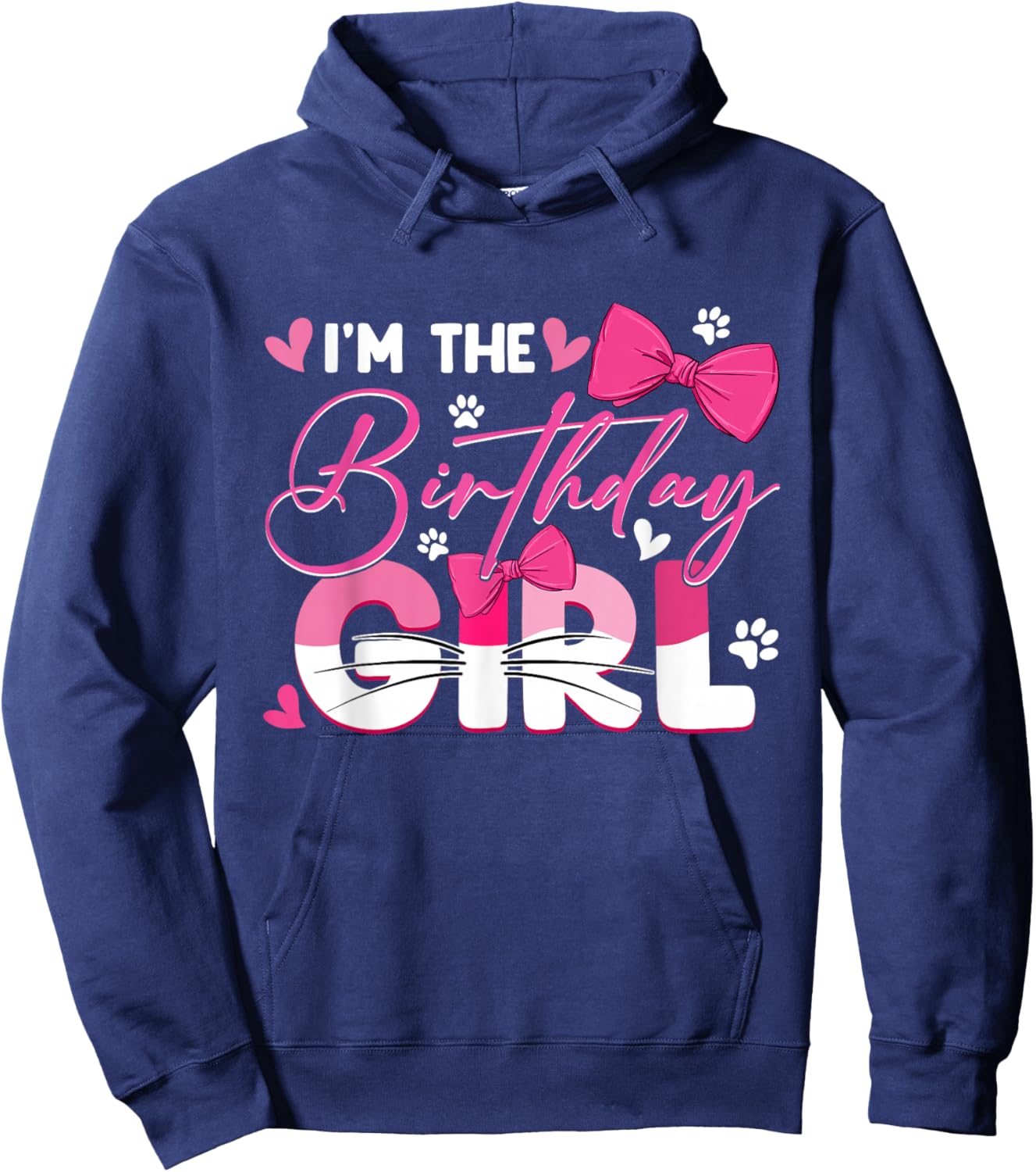 I'm The Birthday Girl Cat Kitty Family Matching Party Hoodie - Hoodie | Navy