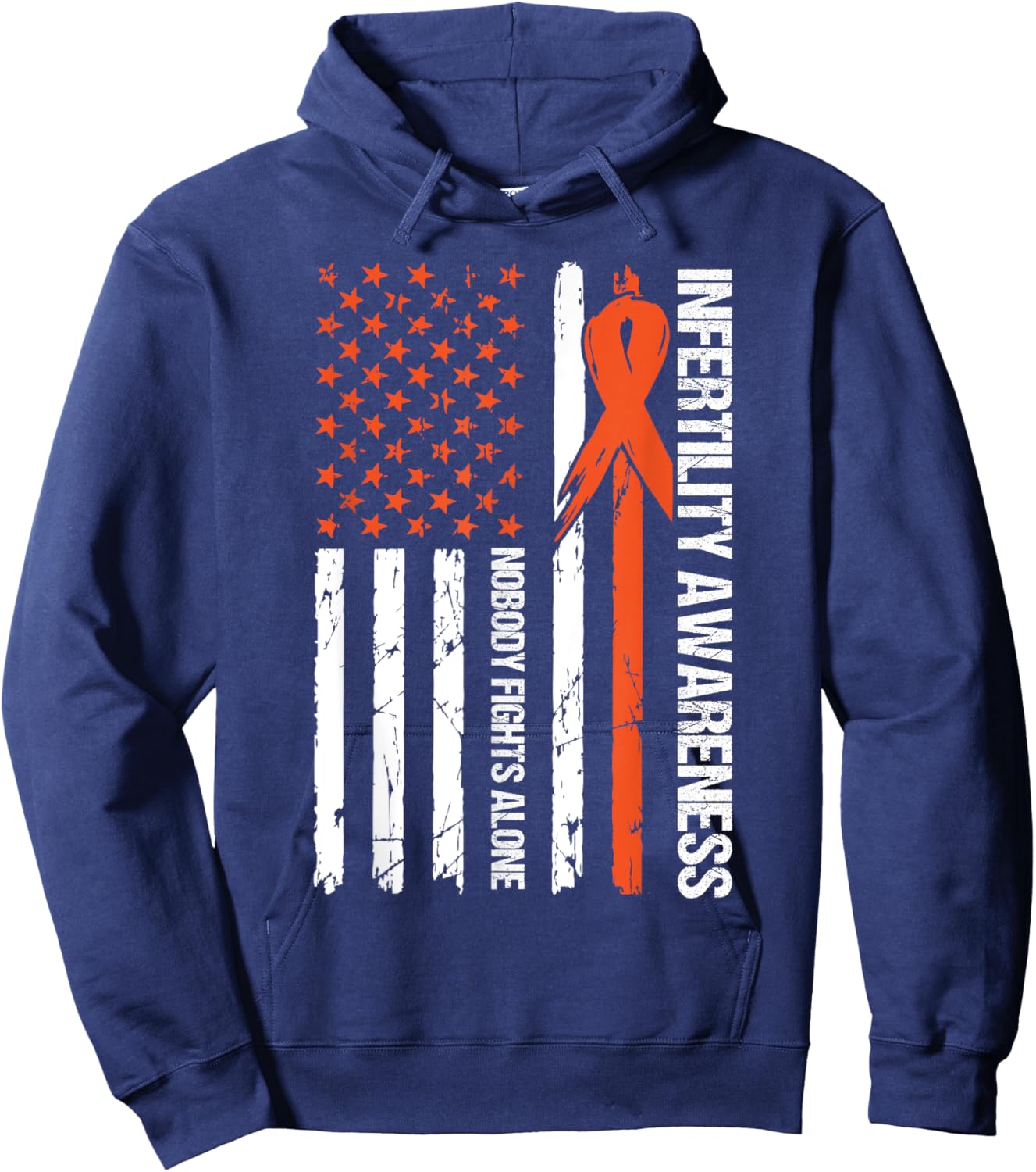 Infertility Awareness Flag Orange Ribbon IVF Transfer Day Hoodie - Hoodie | Navy