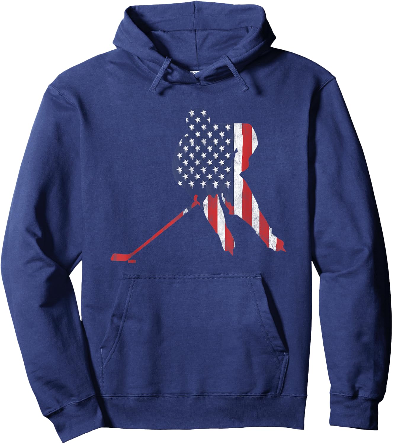 American Flag Ice Hockey US Sports & Puck Wintersport Fans Hoodie - Hoodie | Navy