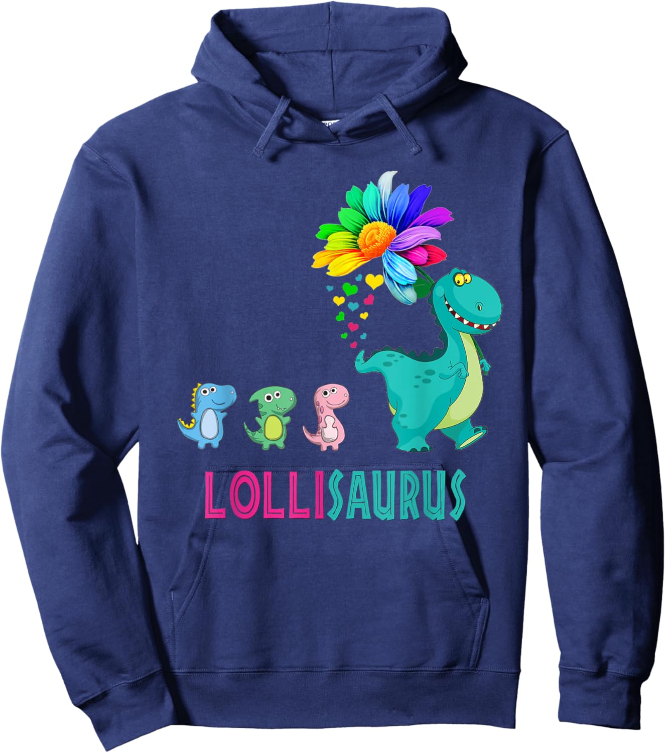 Cute Lollisaurus Flower Funny Mother' Day Hoodie - Hoodie | Navy