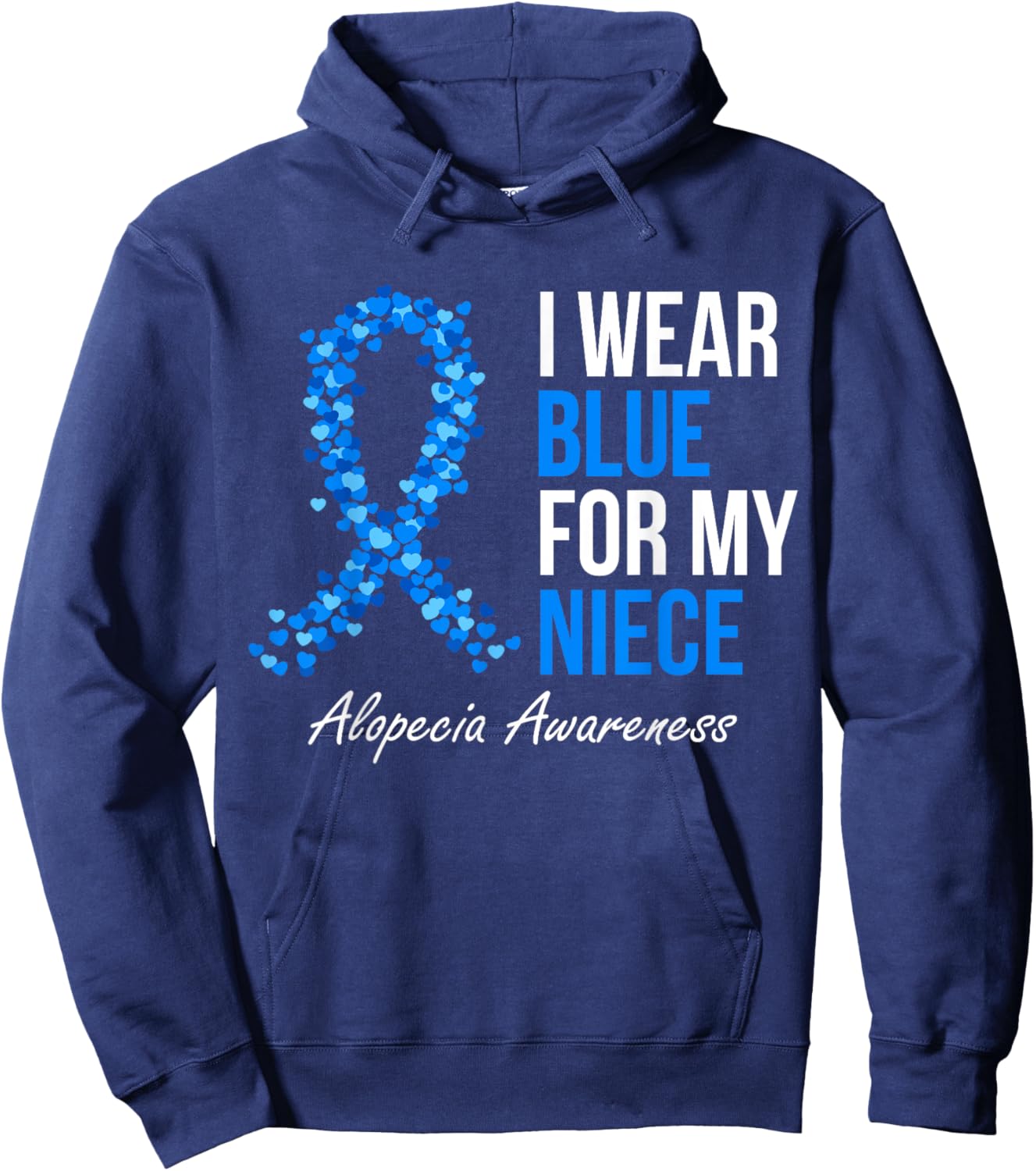 Alopecia Awareness I Wear Blue For My Niece Blue Ribbon Hoodie - Hoodie | Navy