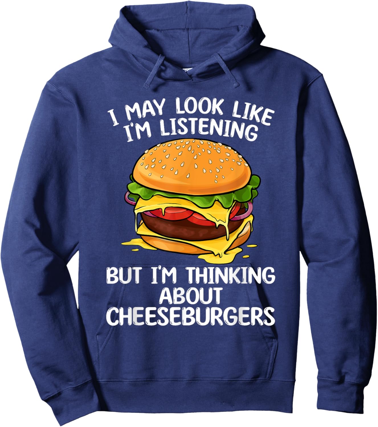 Funny Cheeseburger Design Women Kids Burger Lovers Hoodie - Hoodie | Navy