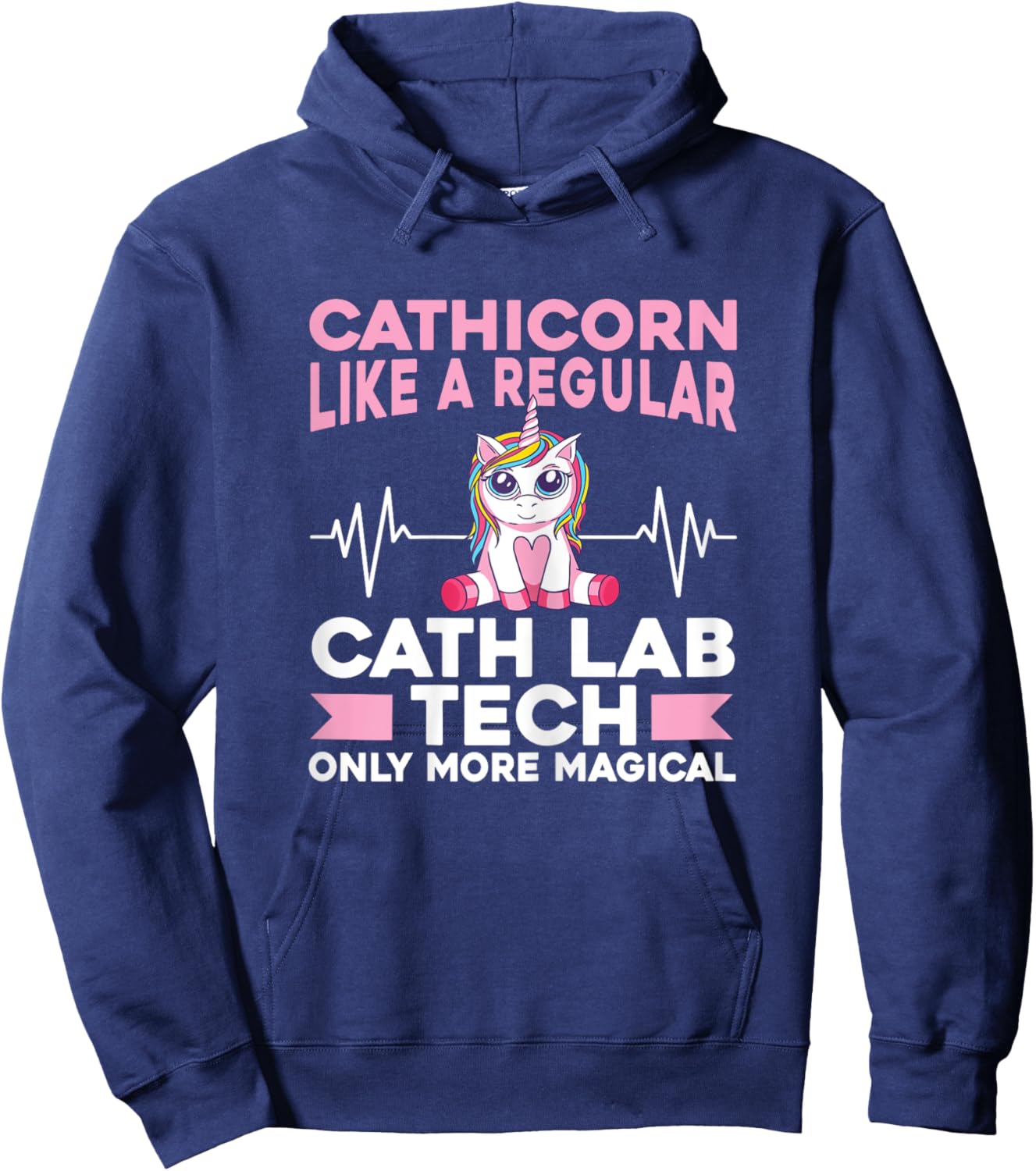 Cath Lab Nurse Heartbeat Technician Women Cath Lab Tech Hoodie - Hoodie | Navy
