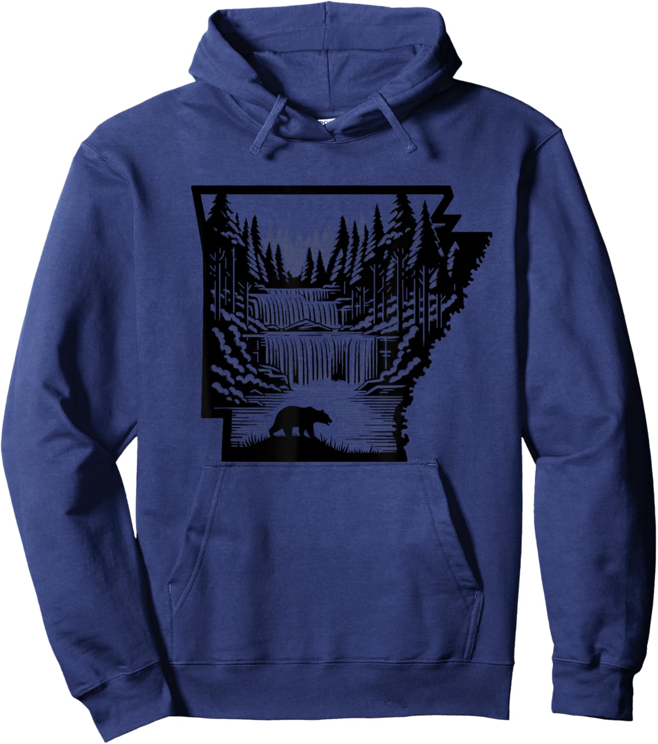 Arkansas map and landscape, hunting, fishing, outdoor lover Hoodie - Hoodie | Navy