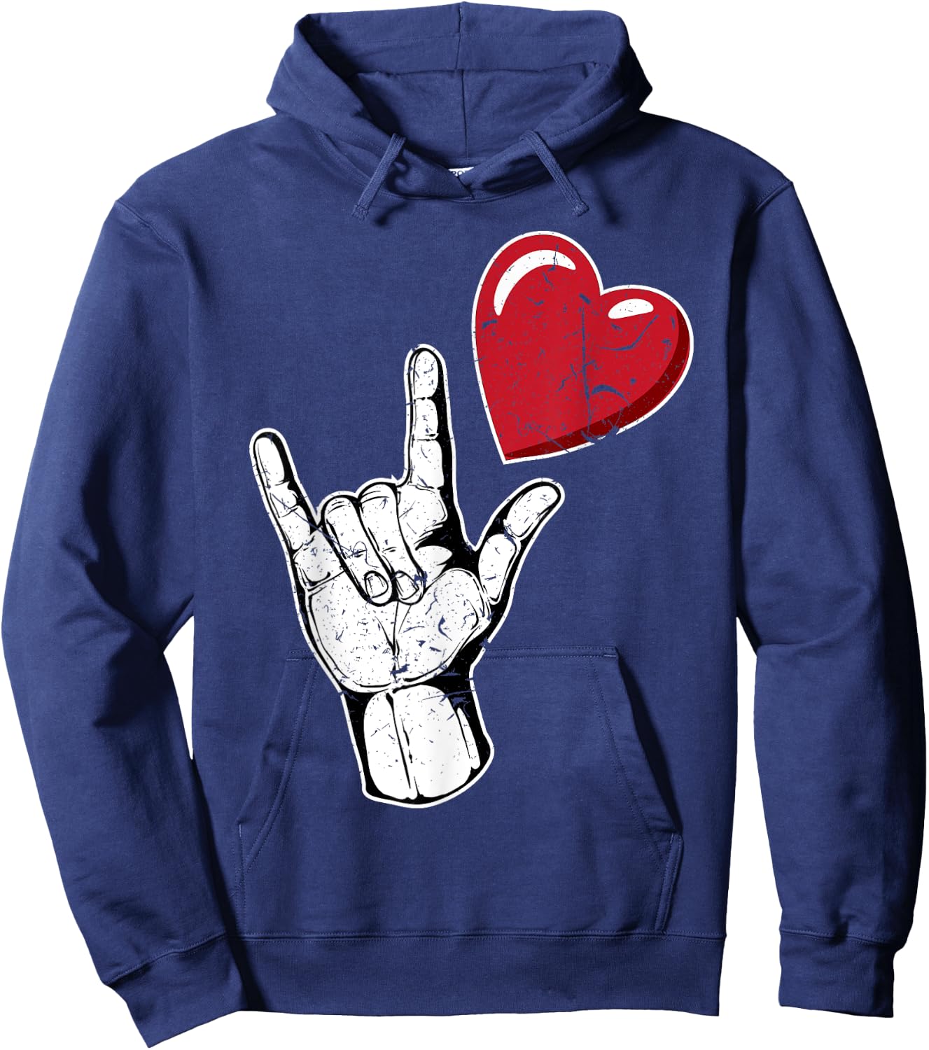 I Love You Hand Sign Valentines Day Shirt | Language Hoodie - Hoodie | Navy
