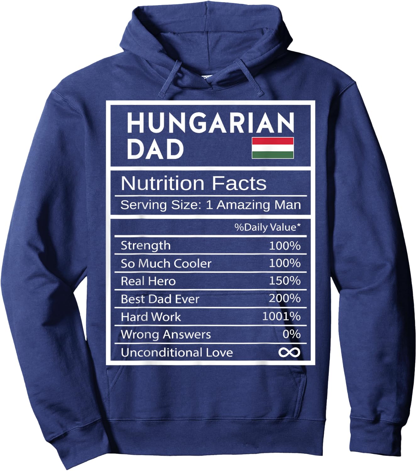 Hungarian Dad Nutrition Facts National Pride Gift Dad Hoodie - Hoodie | Navy
