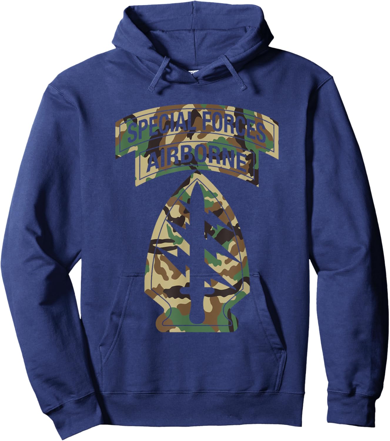US Special Forces - SF Green Beret Patch & Tab BDU Camo Hoodie - Hoodie | Navy