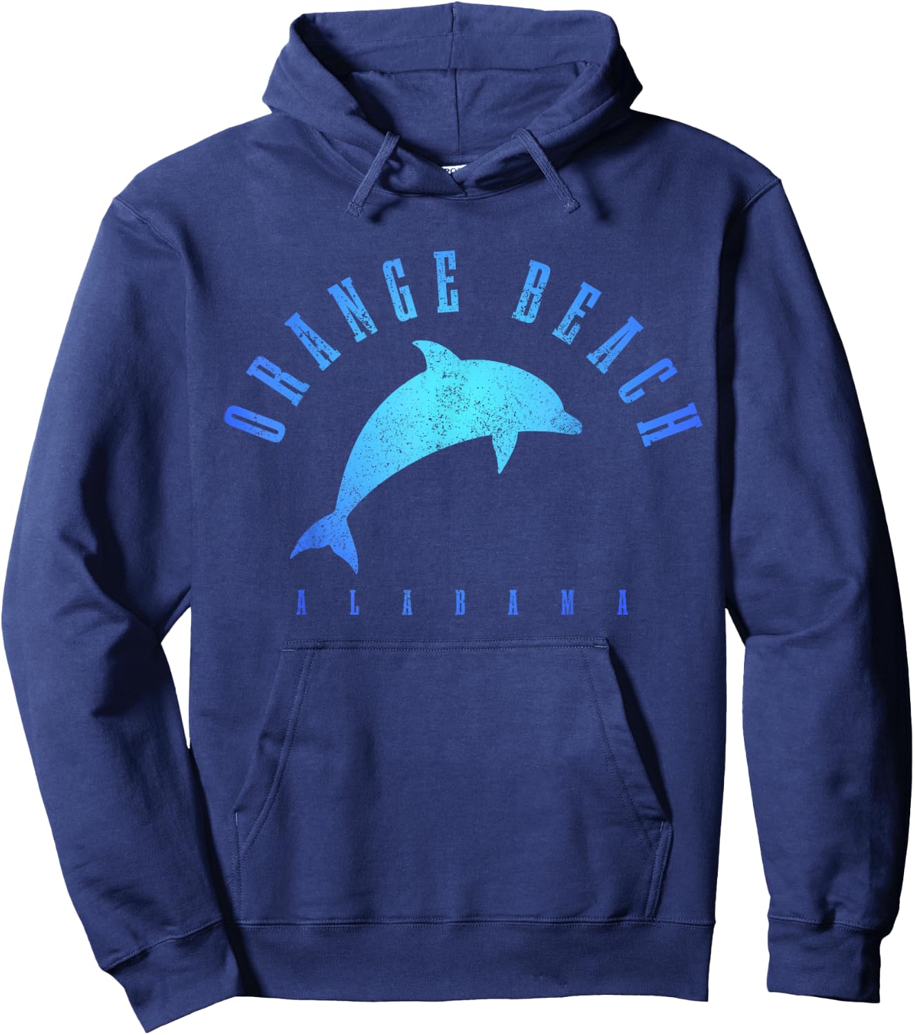 Orange Beach Alabama Vintage Dolphin Holiday Hoodie - Hoodie | Navy