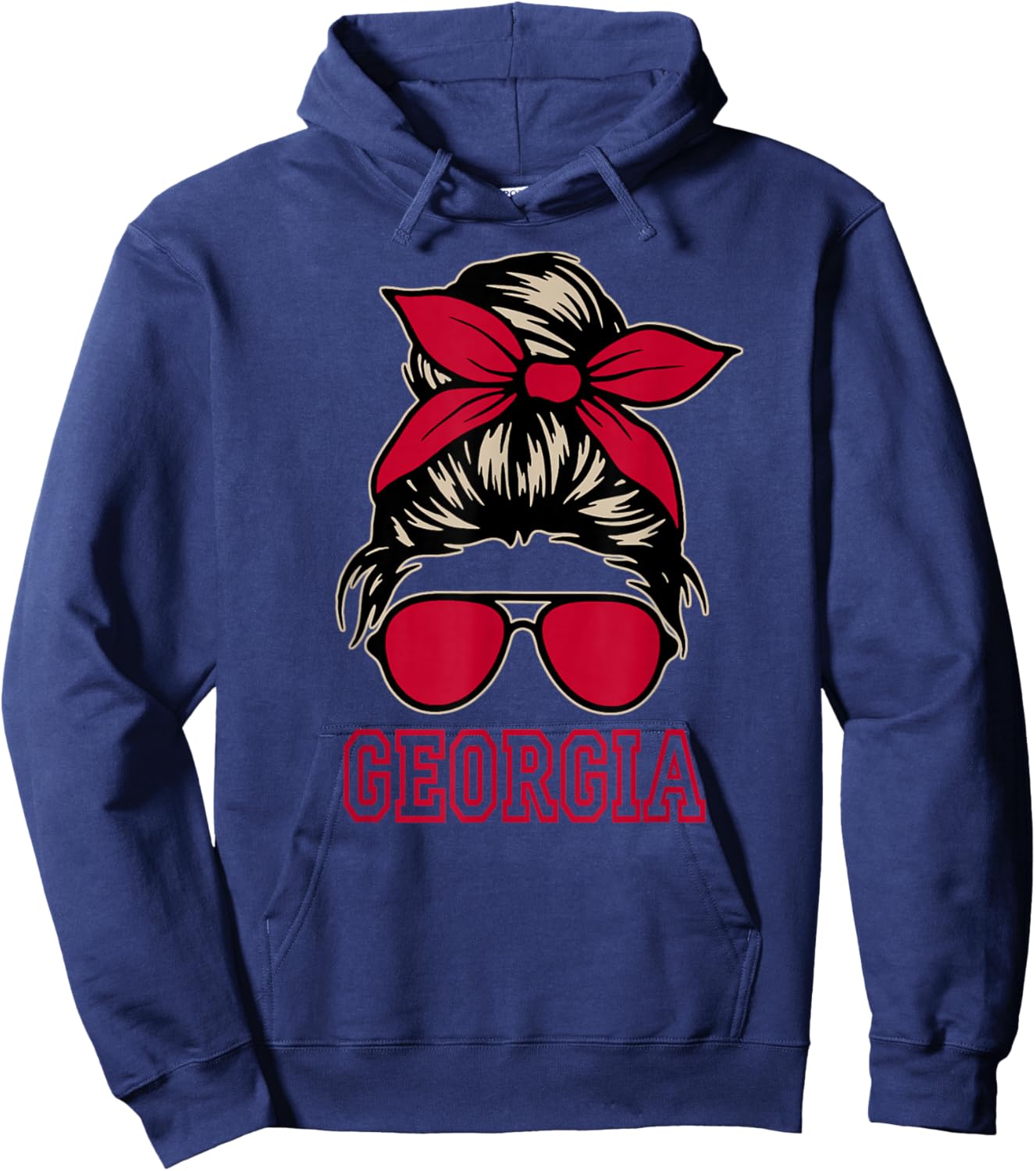 Georgia Women Girls Mom Messy Bun Hair. Hoodie - Hoodie | Navy