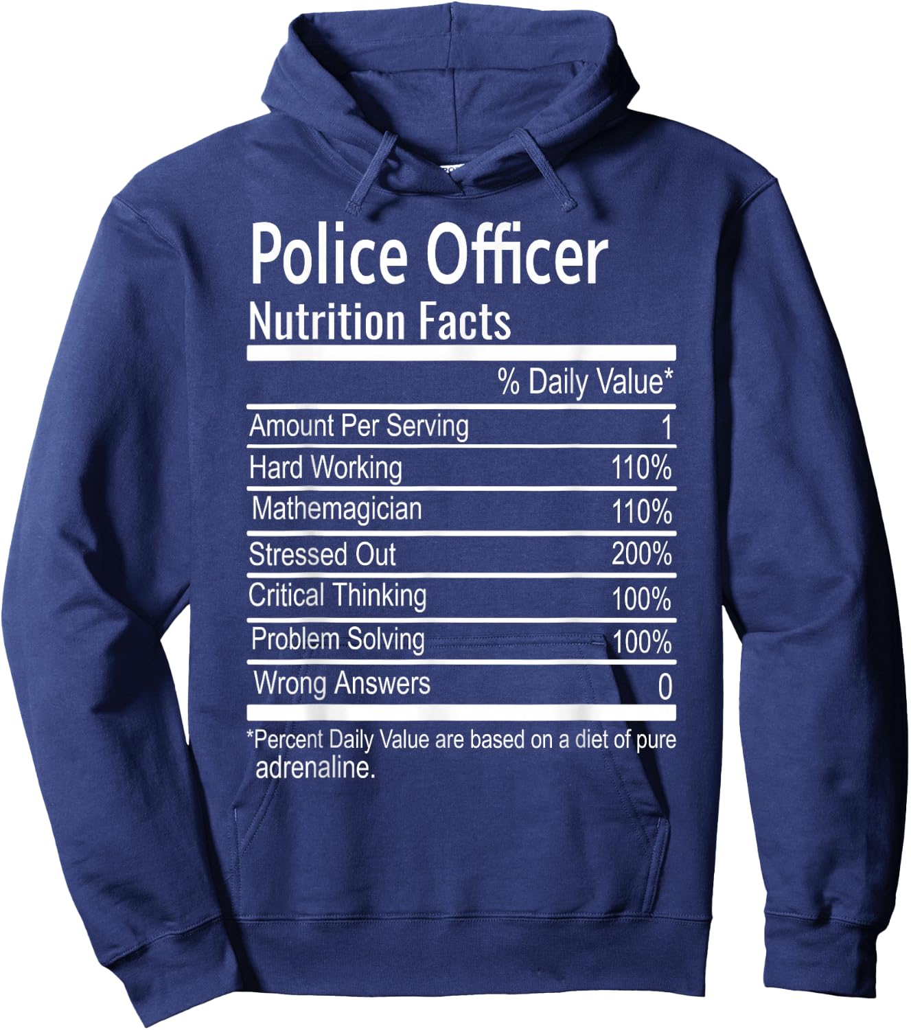 Police Officer Nutritional Facts Thanksgiving Christmas Gift Hoodie - Hoodie | Navy